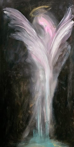 Fallen Angel Painting, Abstract Oil on Linen, Signed, 120x60 cm