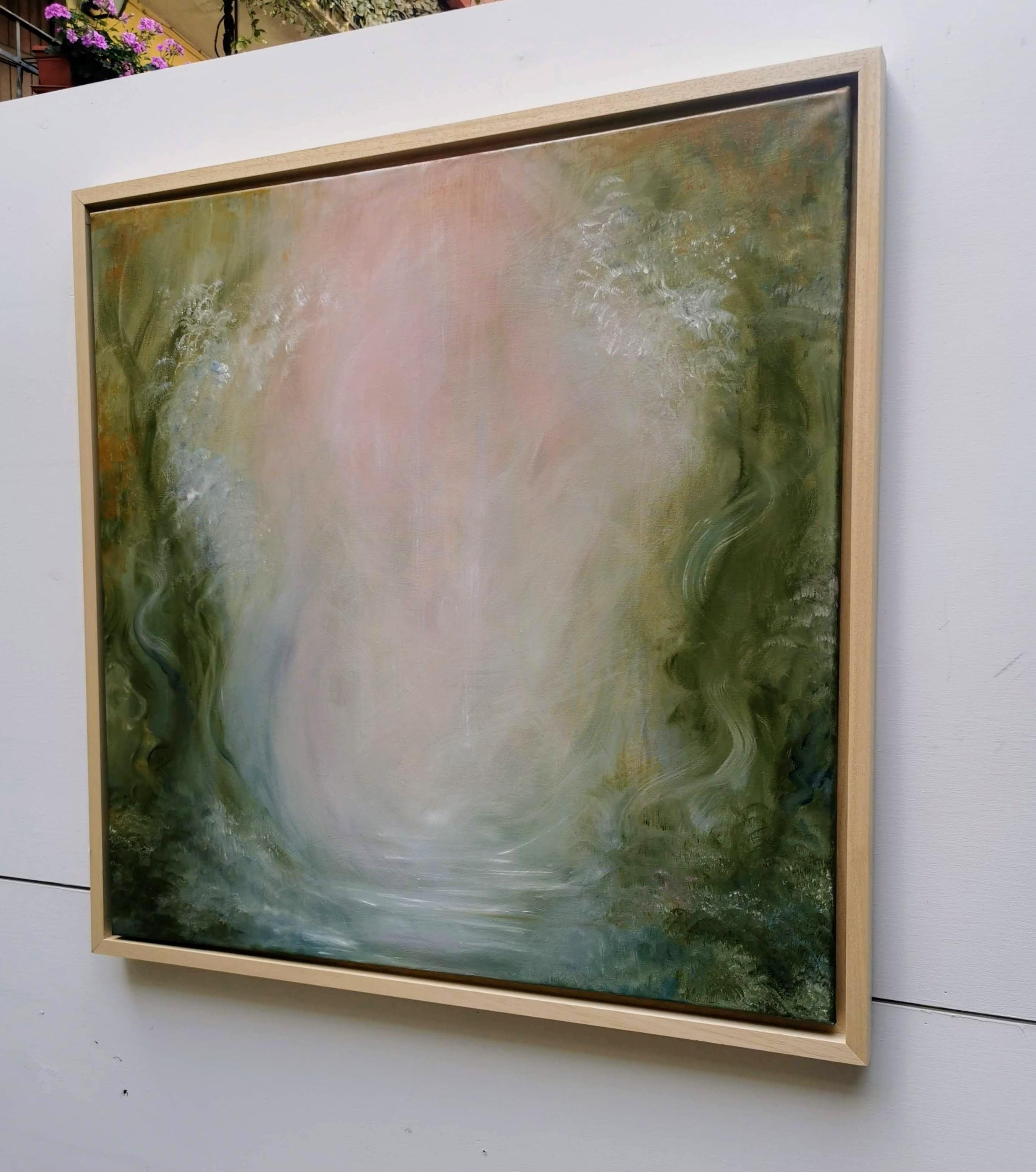 Favola - Soft, dreamy abstract landscape painting - Brown Abstract Painting by Jennifer L. Baker