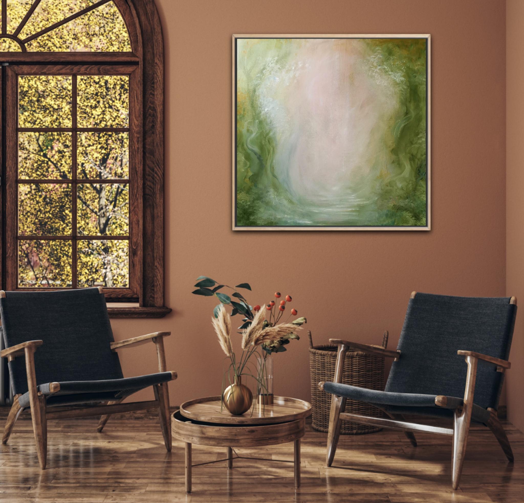 Favola - Quadro astratto di paesaggio morbido e sognante in vendita 5