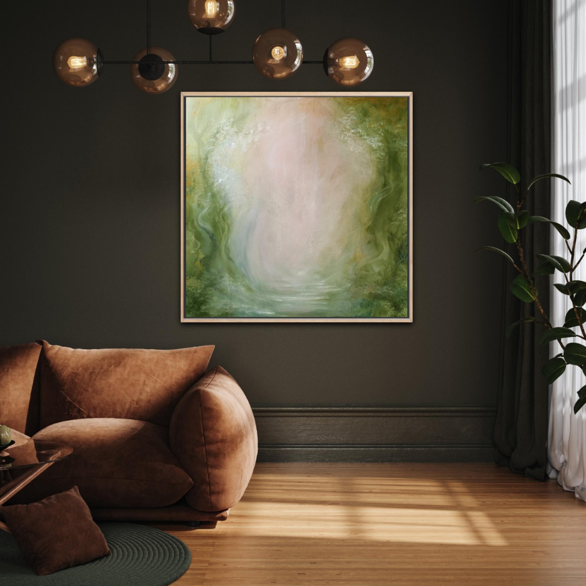 Favola - Quadro astratto di paesaggio morbido e sognante in vendita 7