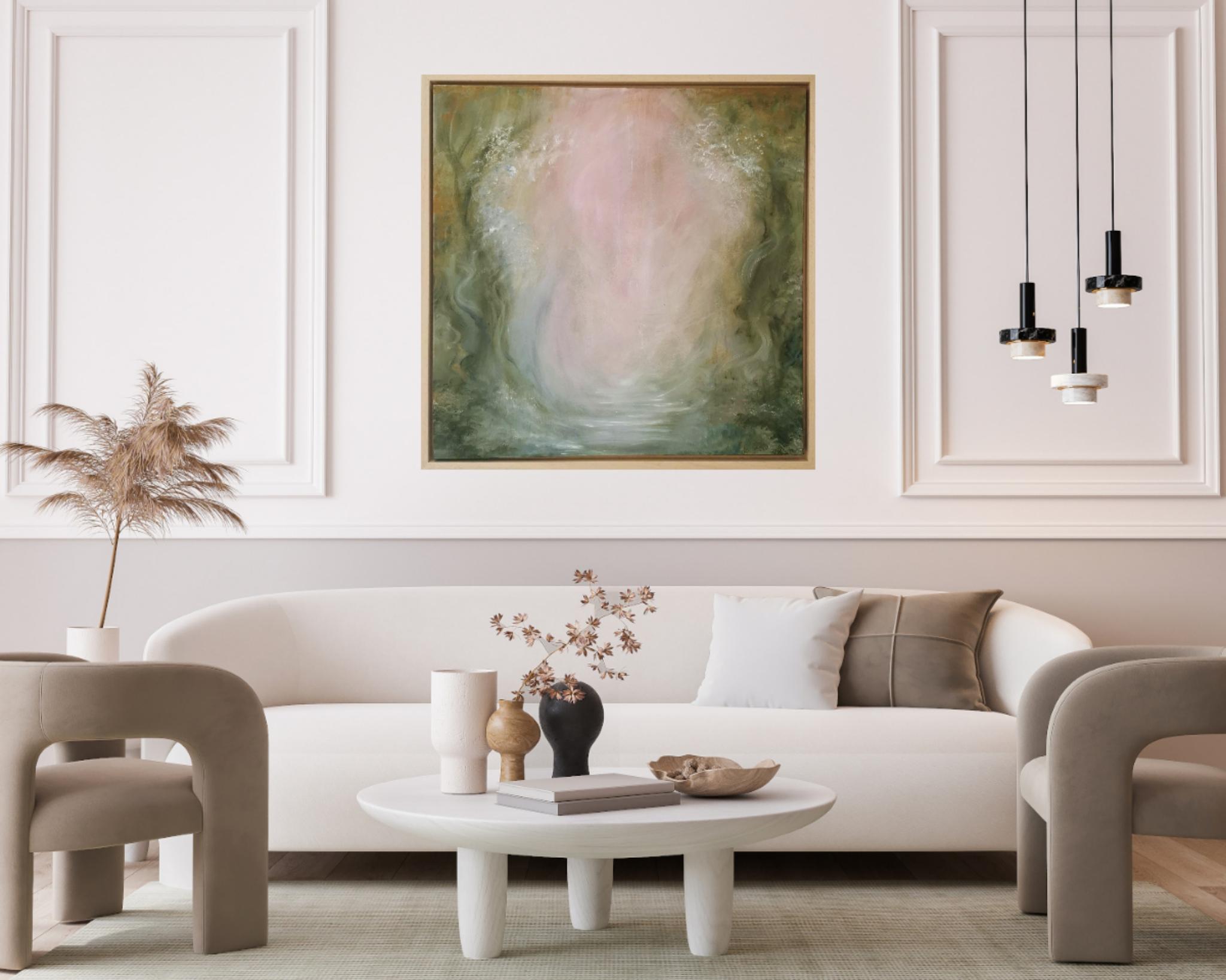 Favola - Quadro astratto di paesaggio morbido e sognante in vendita 2