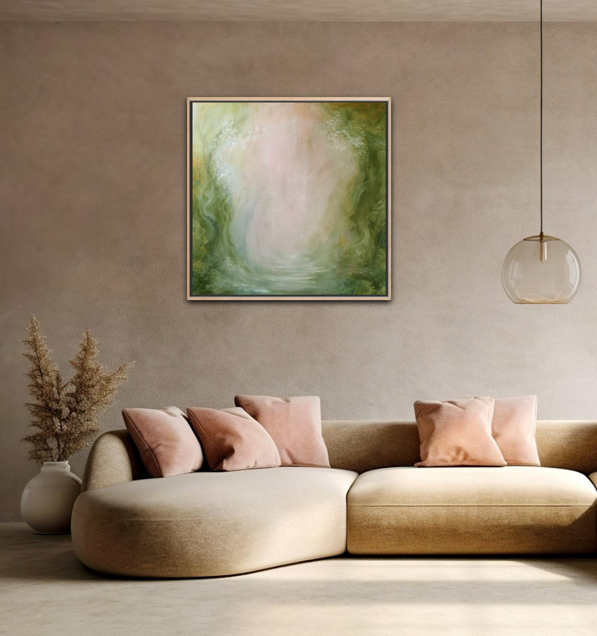 Favola - Quadro astratto di paesaggio morbido e sognante in vendita 3