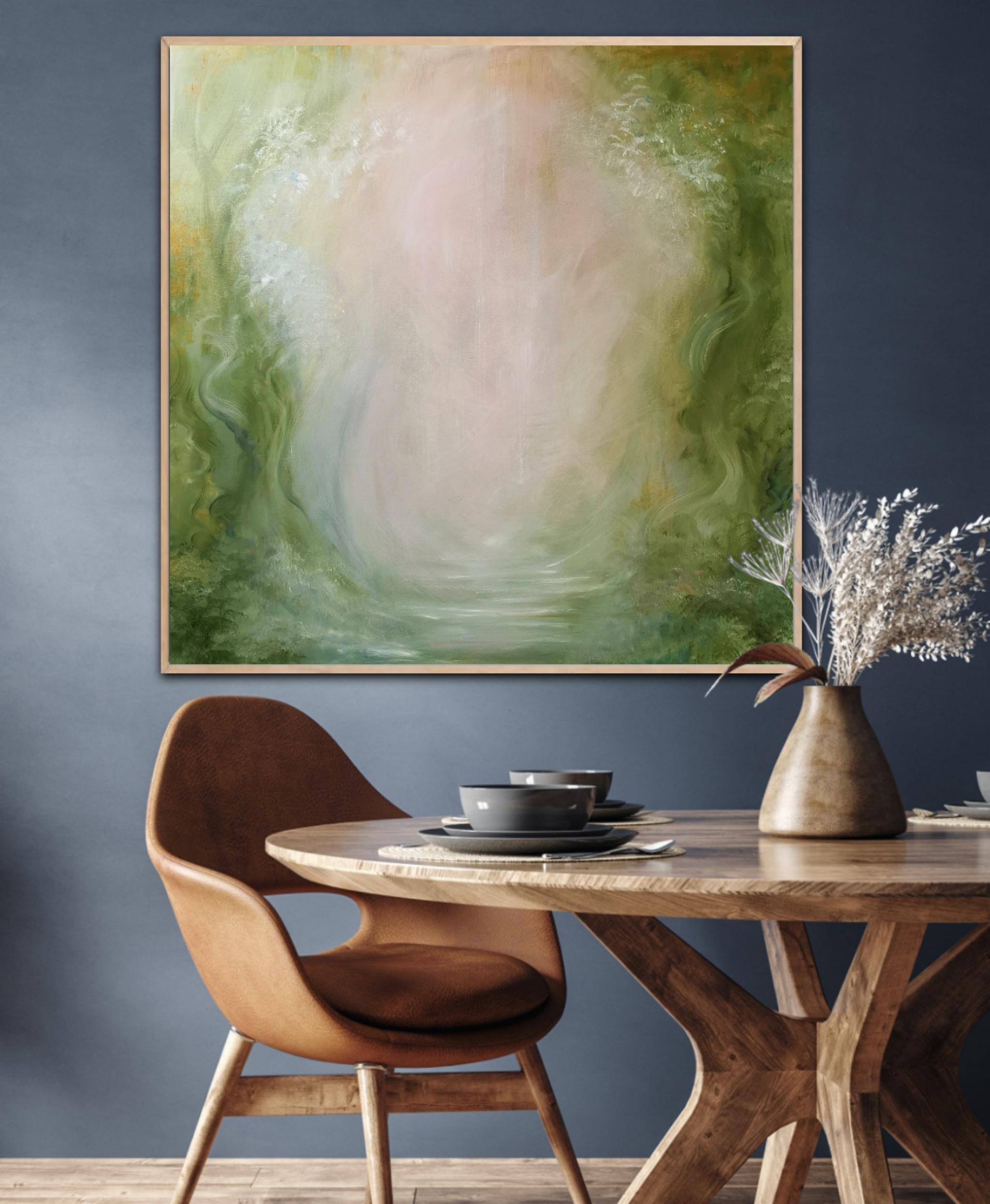 Favola - Quadro astratto di paesaggio morbido e sognante in vendita 4