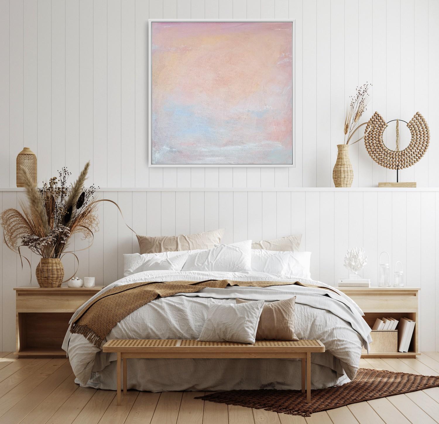 In questo pezzo ho catturato il sereno sussurro dell'alba, mescolando tonalità morbide ed estese per evocare un senso di calma e rinnovamento. Il sottile gioco di crema, fard e accenni di azzurro rispecchia il dolce risveglio del cielo. Ogni tratto
