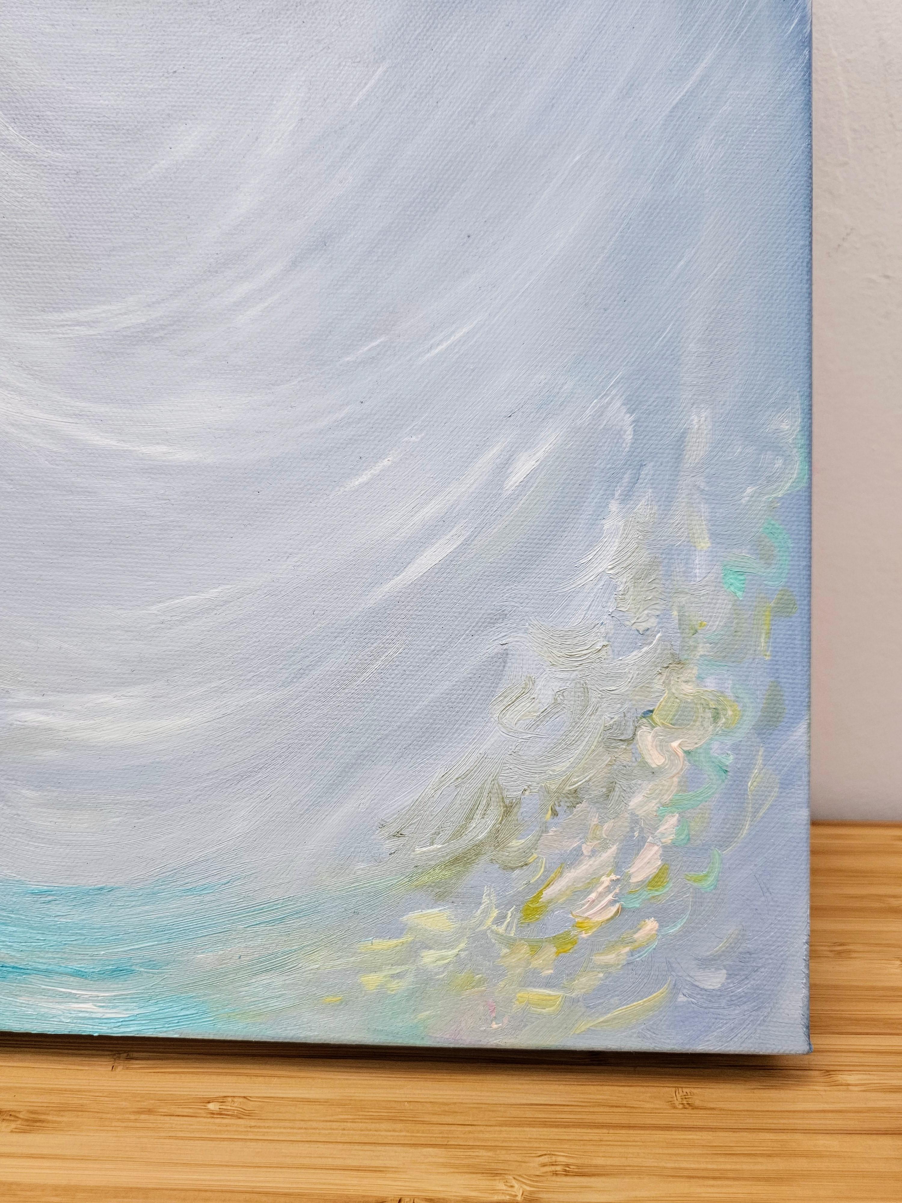 Gathering Wildflowers - Verträumtes kleines abstraktes Blumenbild (Grau), Abstract Painting, von Jennifer L. Baker