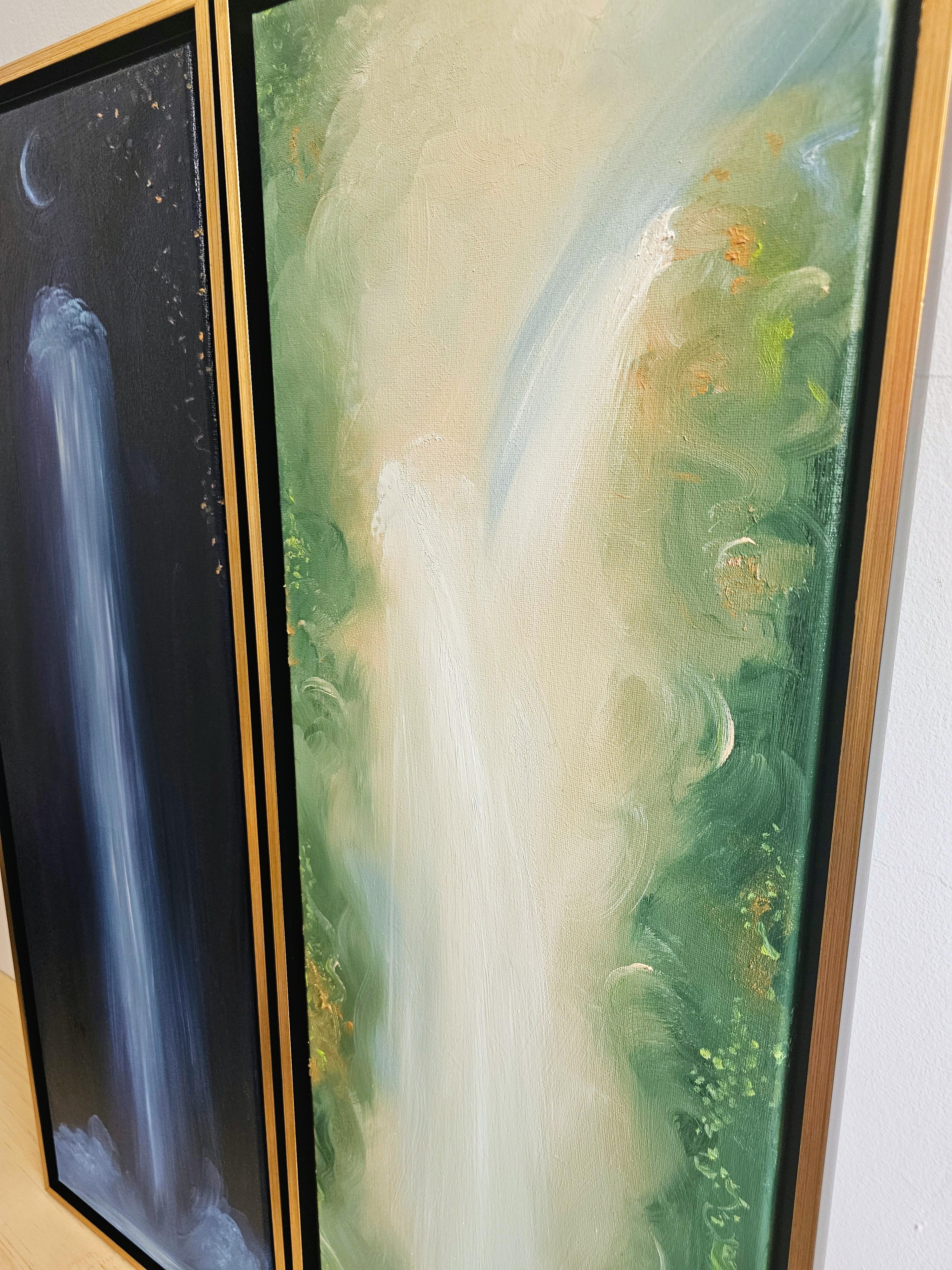 Gemelli - Light and dark abstract landscape diptych set of 2 paintings - Contemporary Painting by Jennifer L. Baker