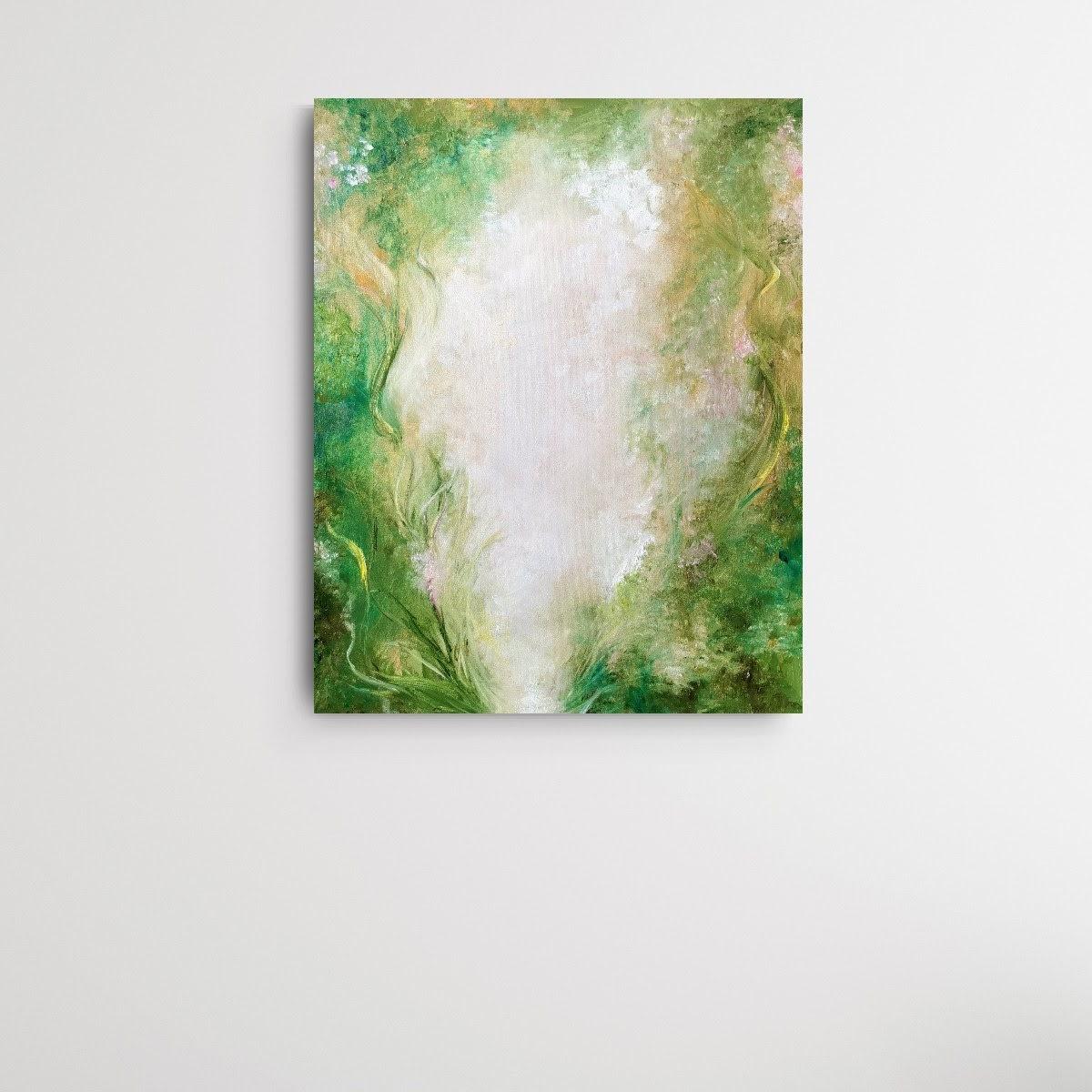 Haven - Green abstract floral painting For Sale 7