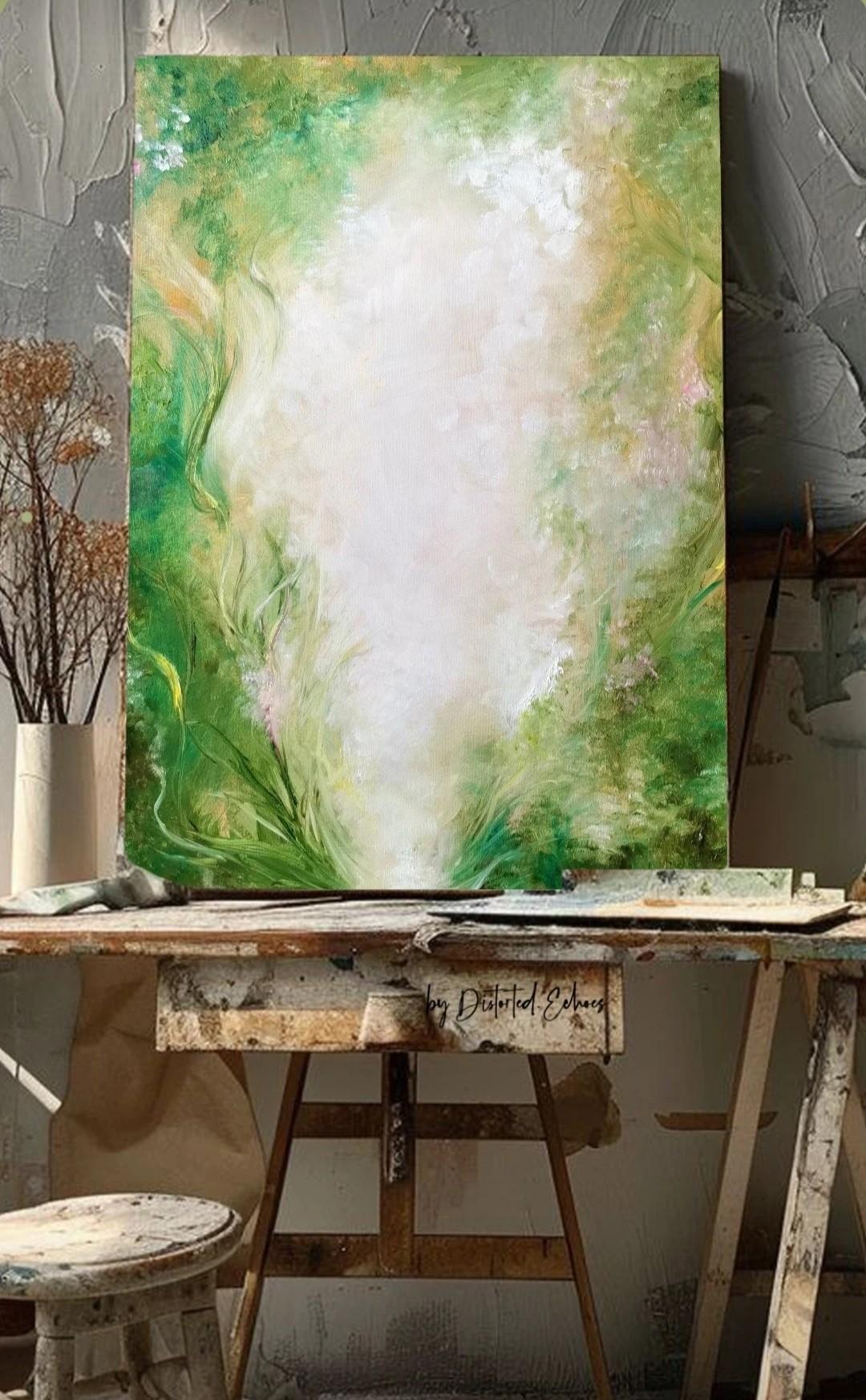 Greene & Greene - Peinture florale abstraite verte en vente 8