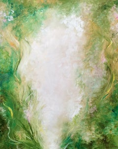 Haven - Green abstract floral painting