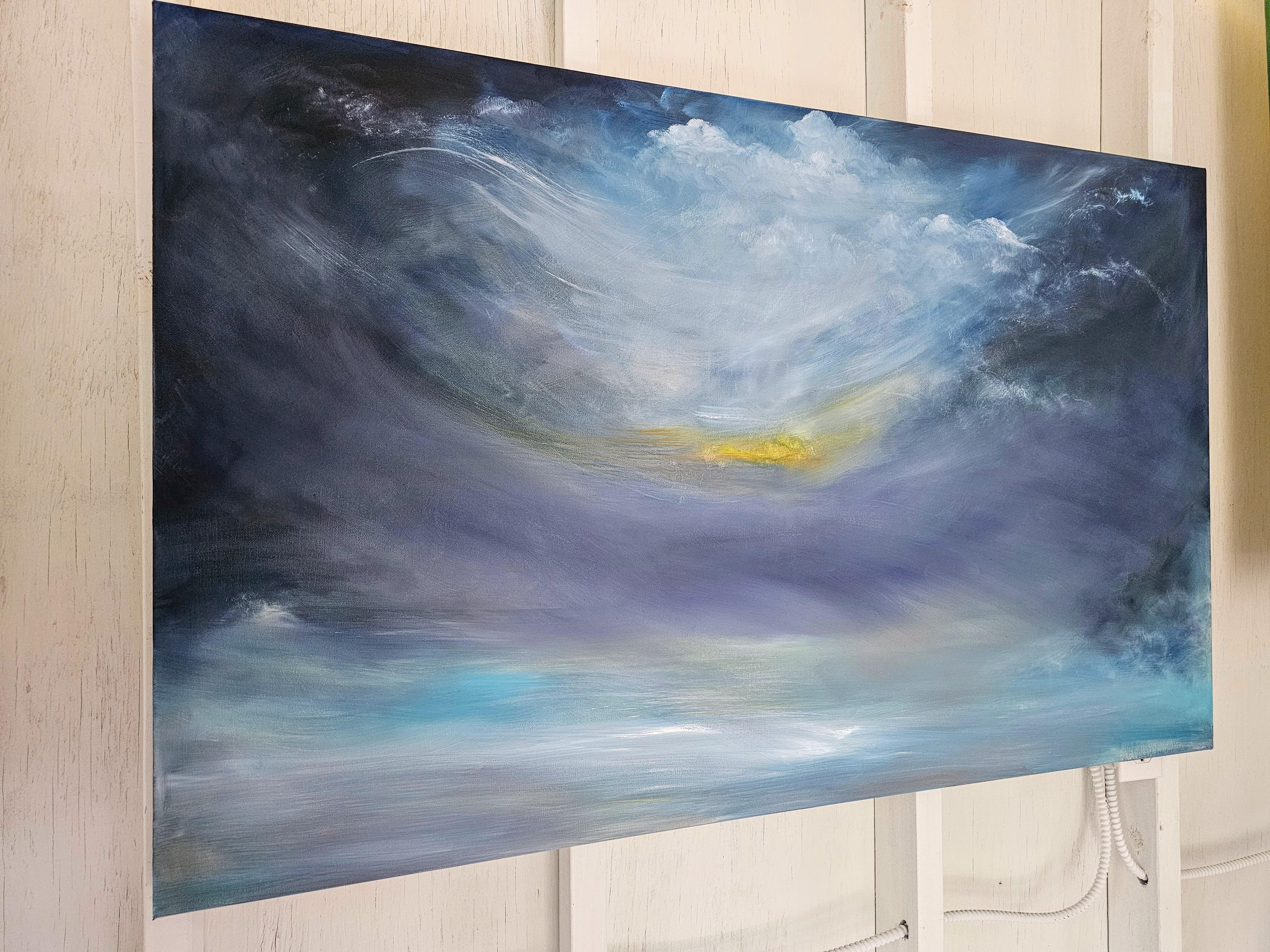Coeur de la mer - Peinture abstraite bleue de paysage marin en vente 5
