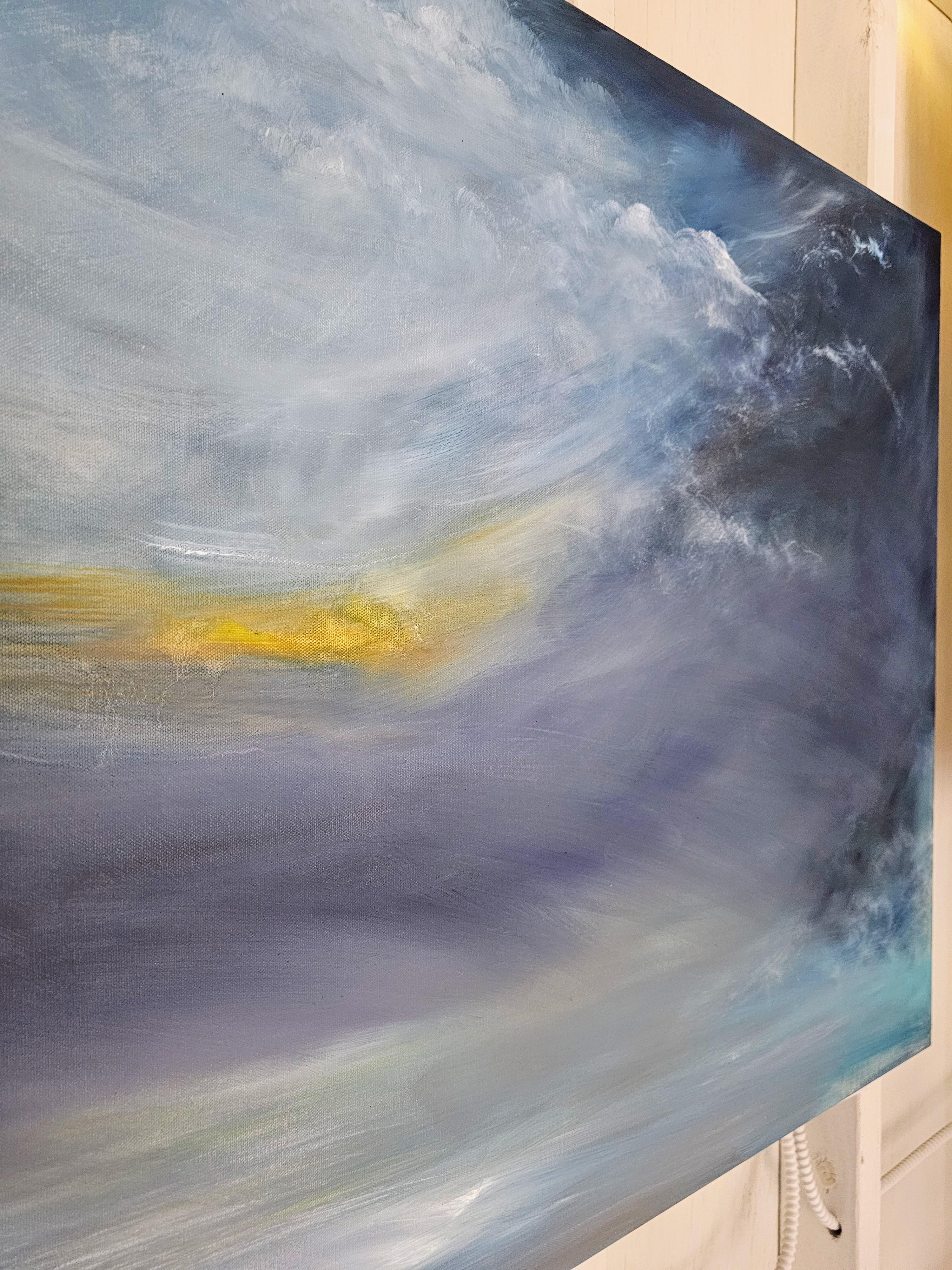 Coeur de la mer - Peinture abstraite bleue de paysage marin en vente 6
