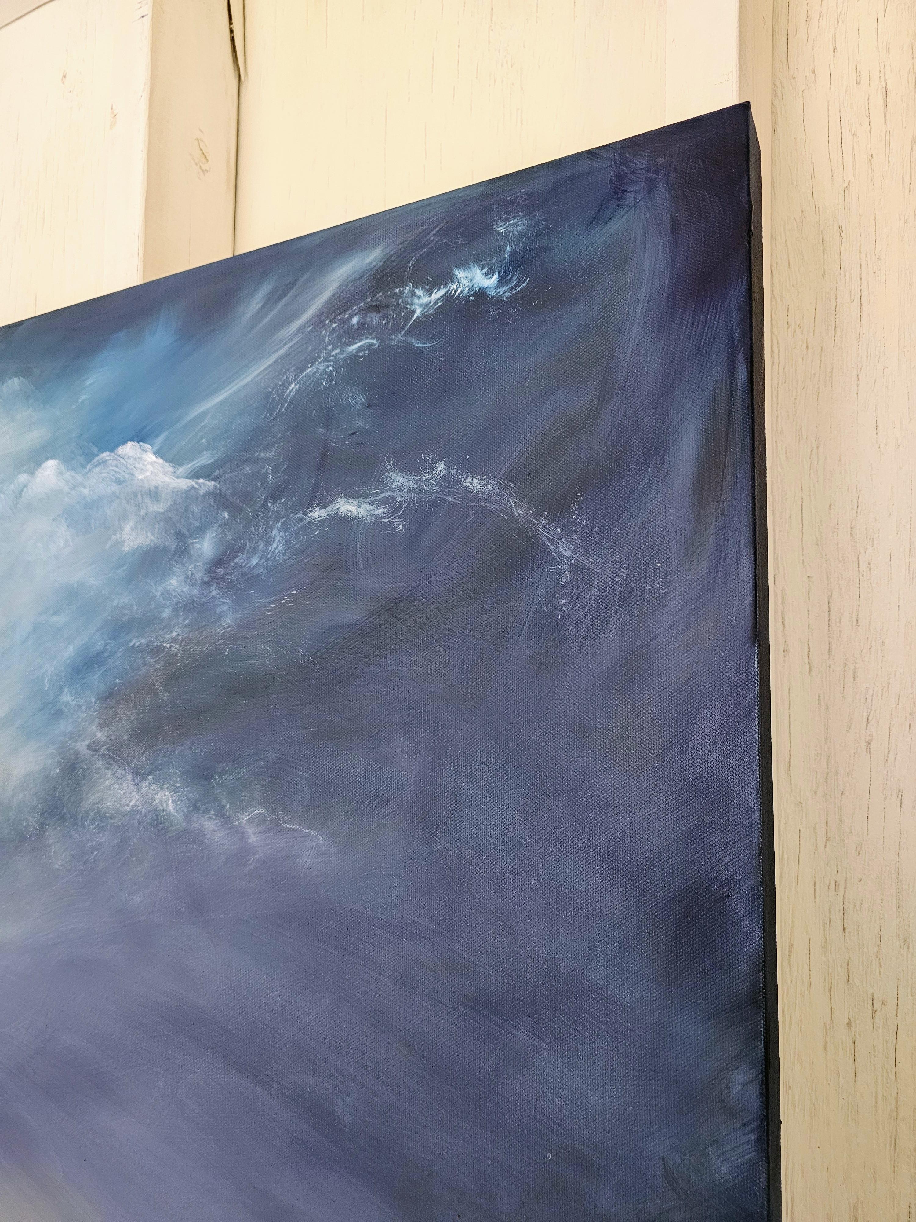 Coeur de la mer - Peinture abstraite bleue de paysage marin en vente 7