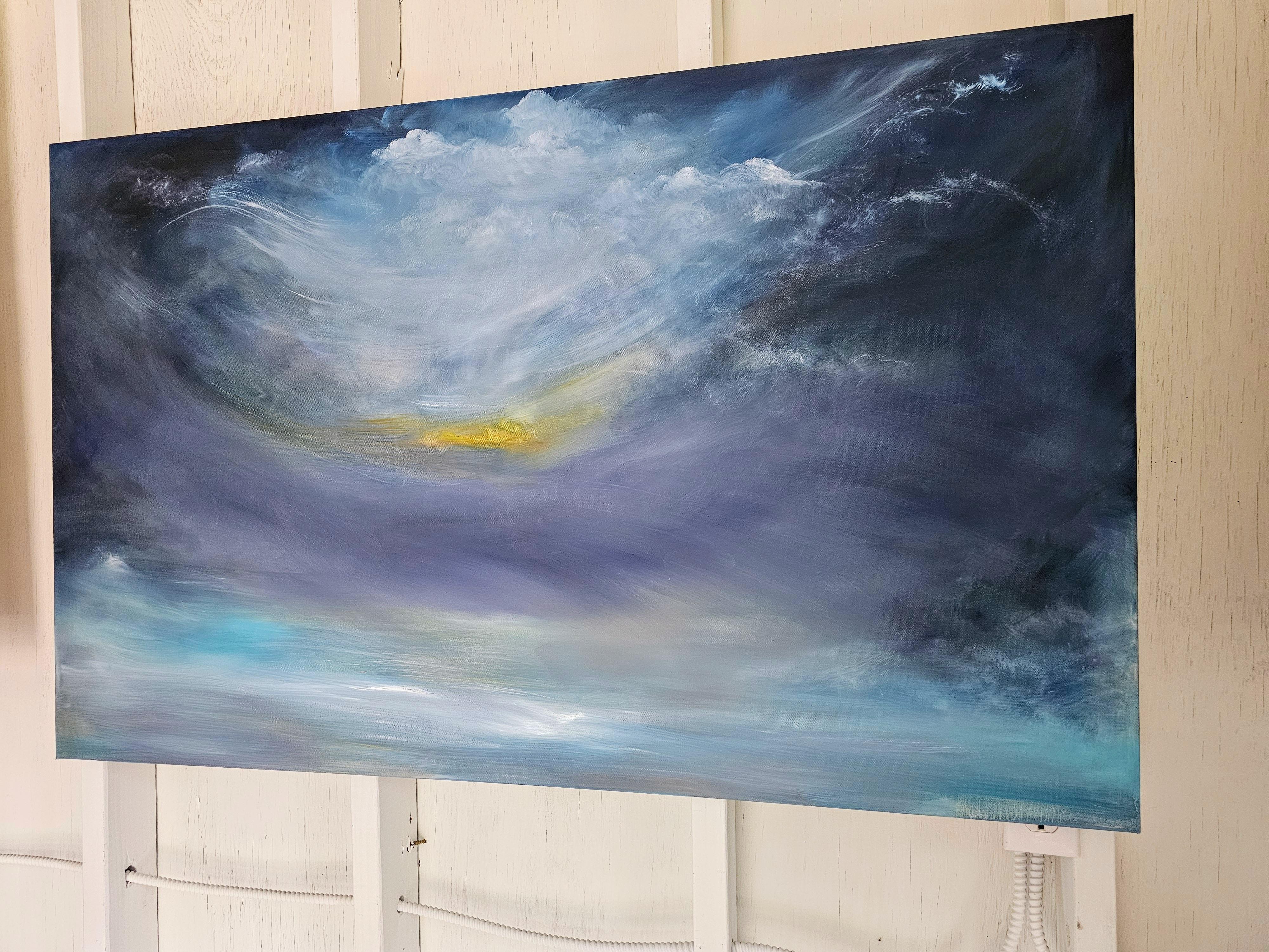 Coeur de la mer - Peinture abstraite bleue de paysage marin - Painting de Jennifer L. Baker