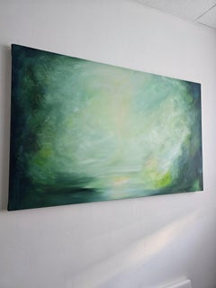 Cielo en la Tierra - Pintura verde etérea de paisaje abstracto