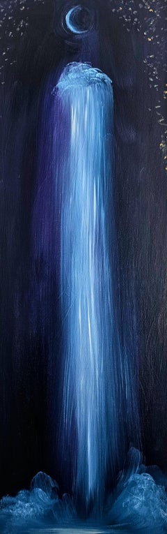 No tengo miedo a la oscuridad - Dramático cuadro de luna, estrellas y cascada