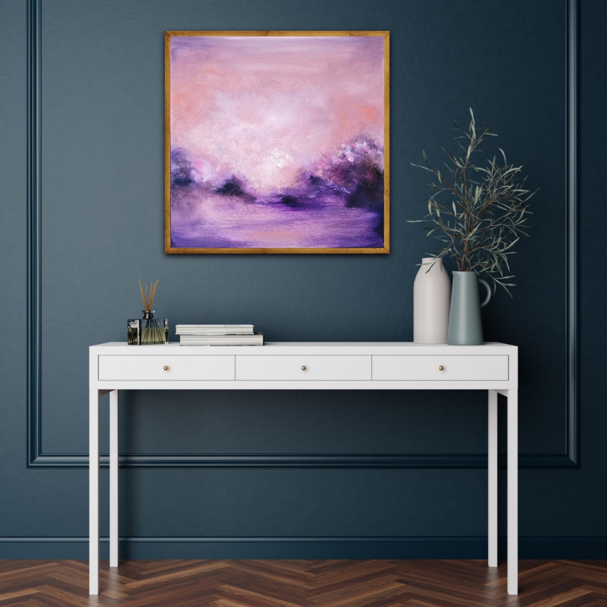 Sono in fiamme - Quadro astratto del tramonto, cielo rosa, viola e cremisi 6
