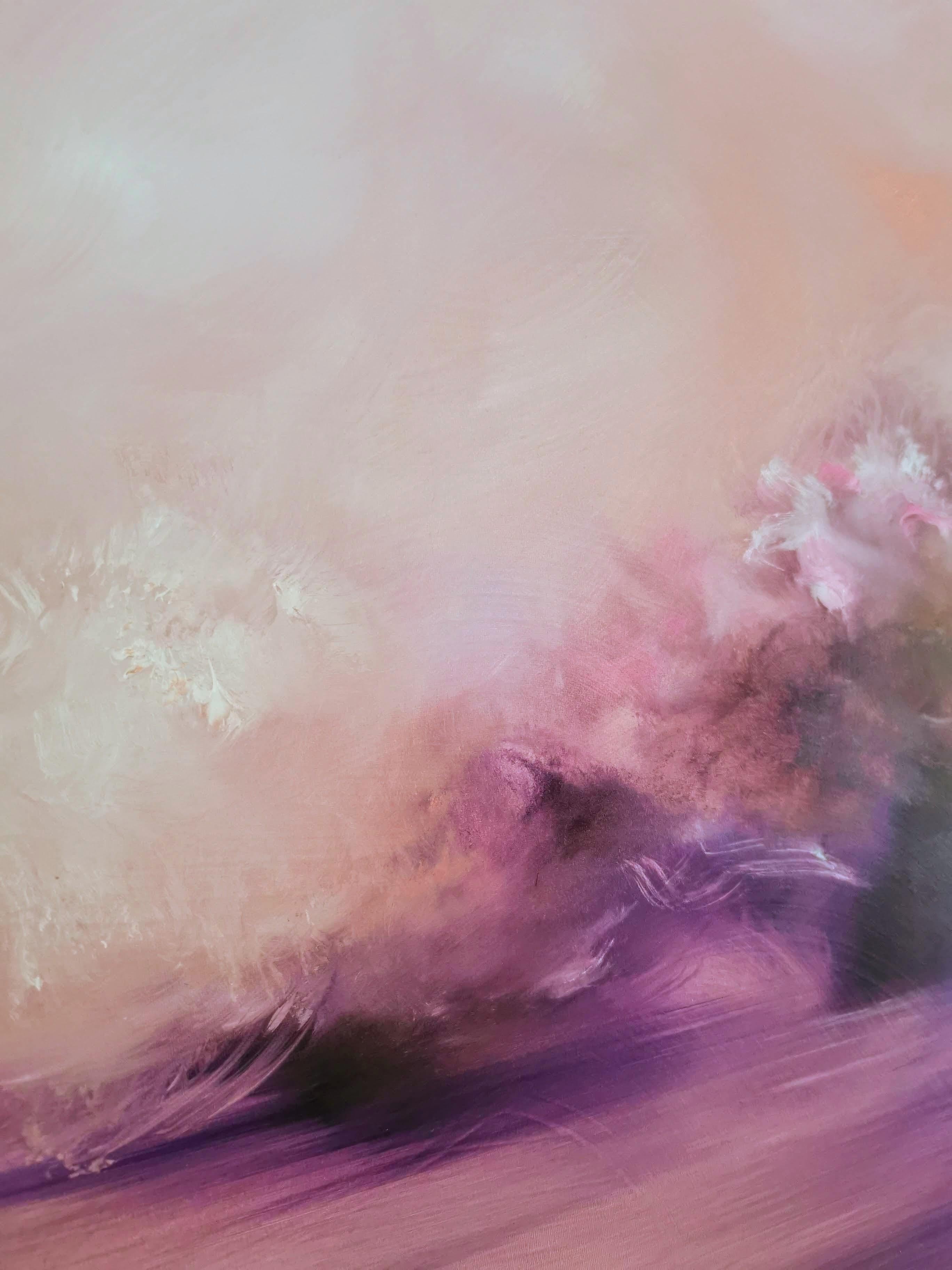 Sono in fiamme - Quadro astratto del tramonto, cielo rosa, viola e cremisi 9