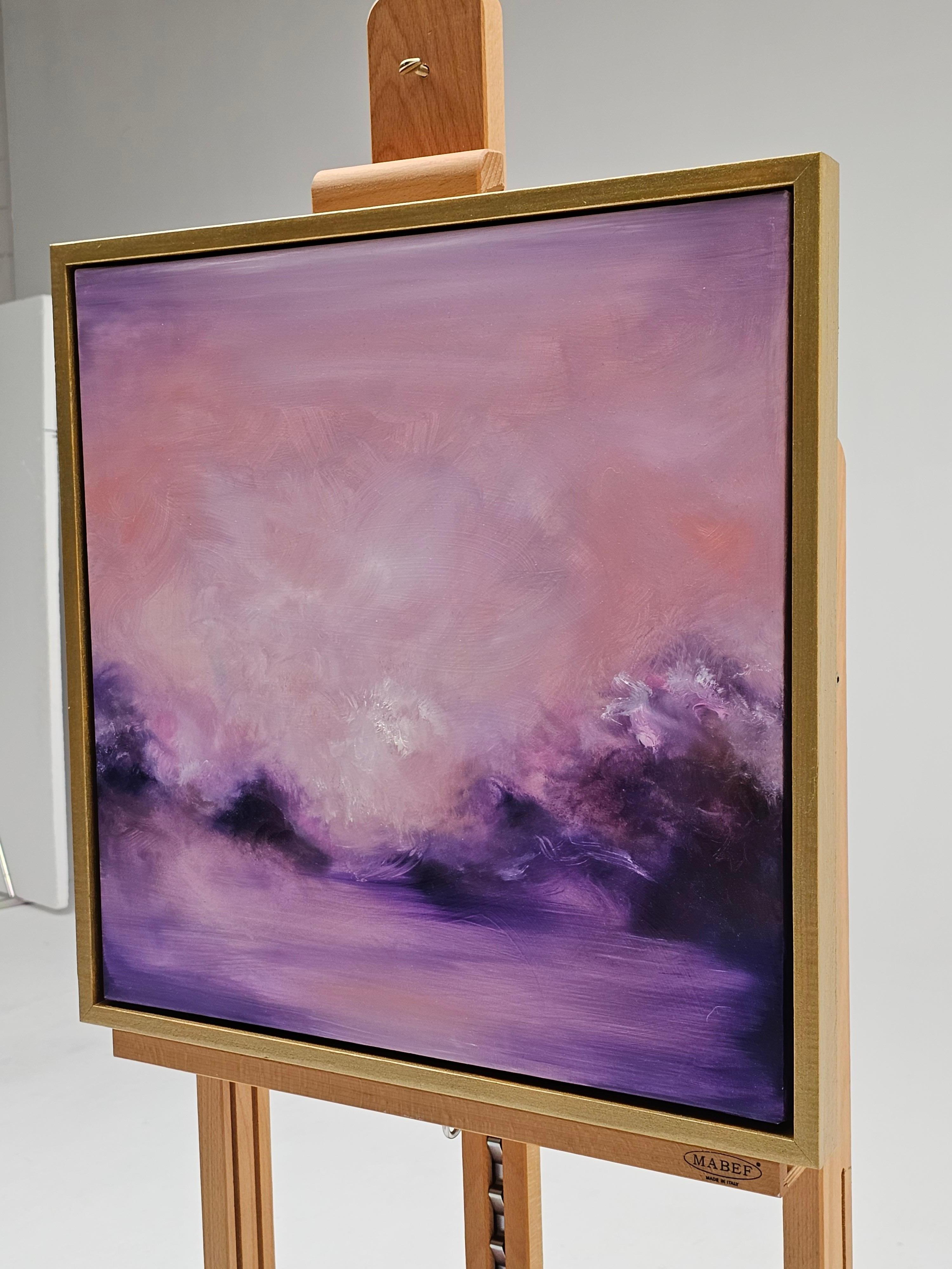 I am on fire - Abstract sunset painting, pink, violet, crimson sky For Sale 3