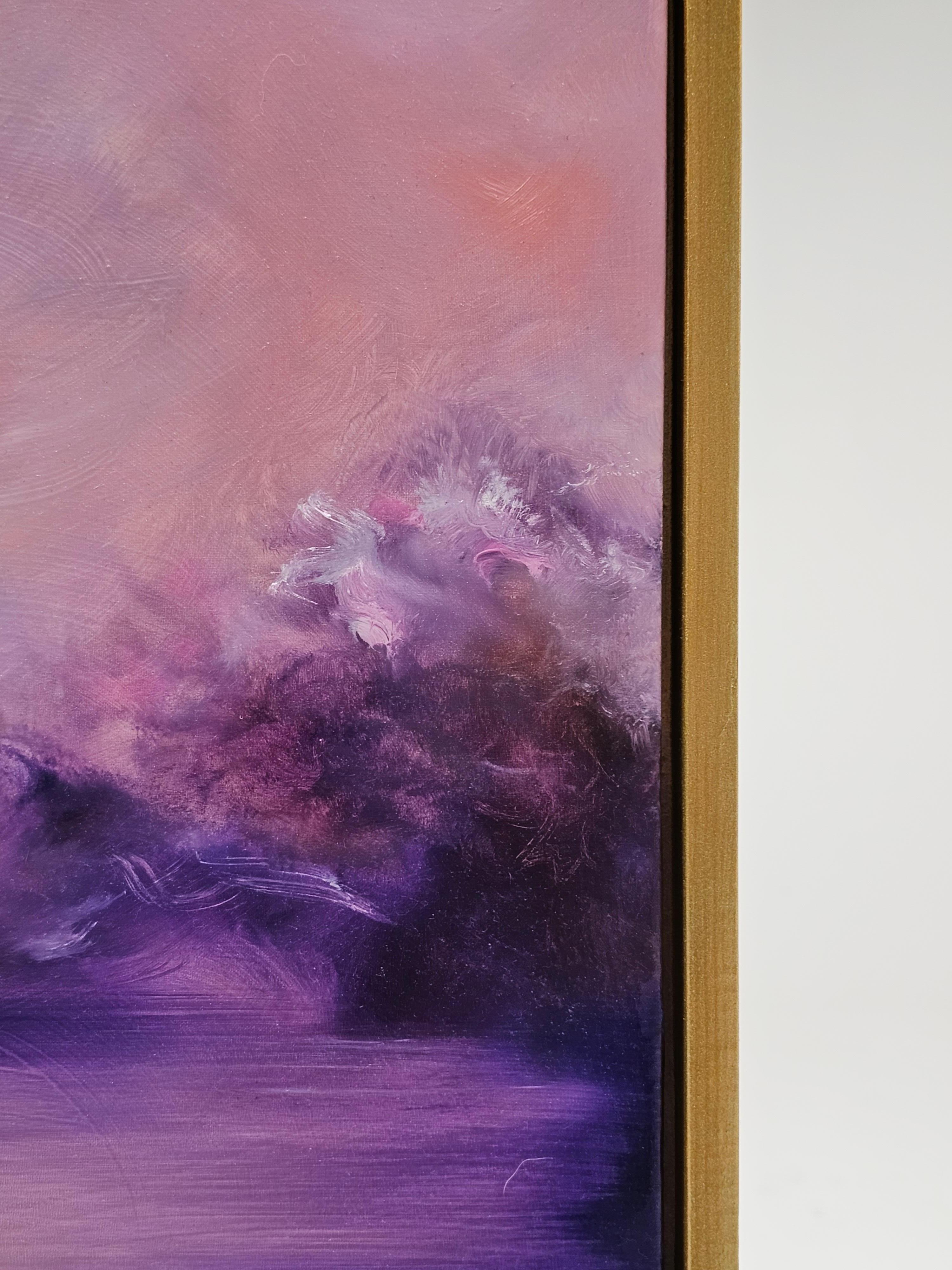 Sono in fiamme - Quadro astratto del tramonto, cielo rosa, viola e cremisi 3