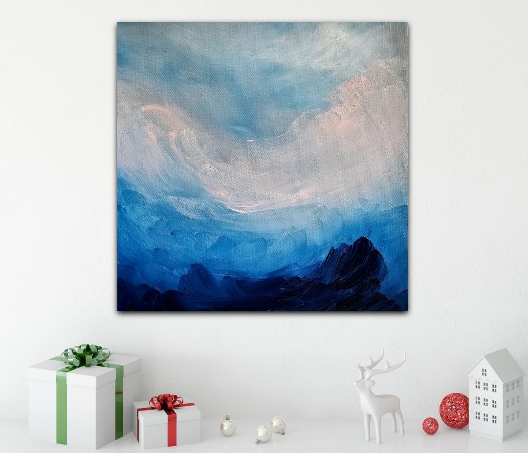 I Am The Ocean - Blue dramatic abstract expressionist seascape painting (Je suis l'océan - peinture expressionniste abstraite bleue) - Painting de Jennifer L. Baker