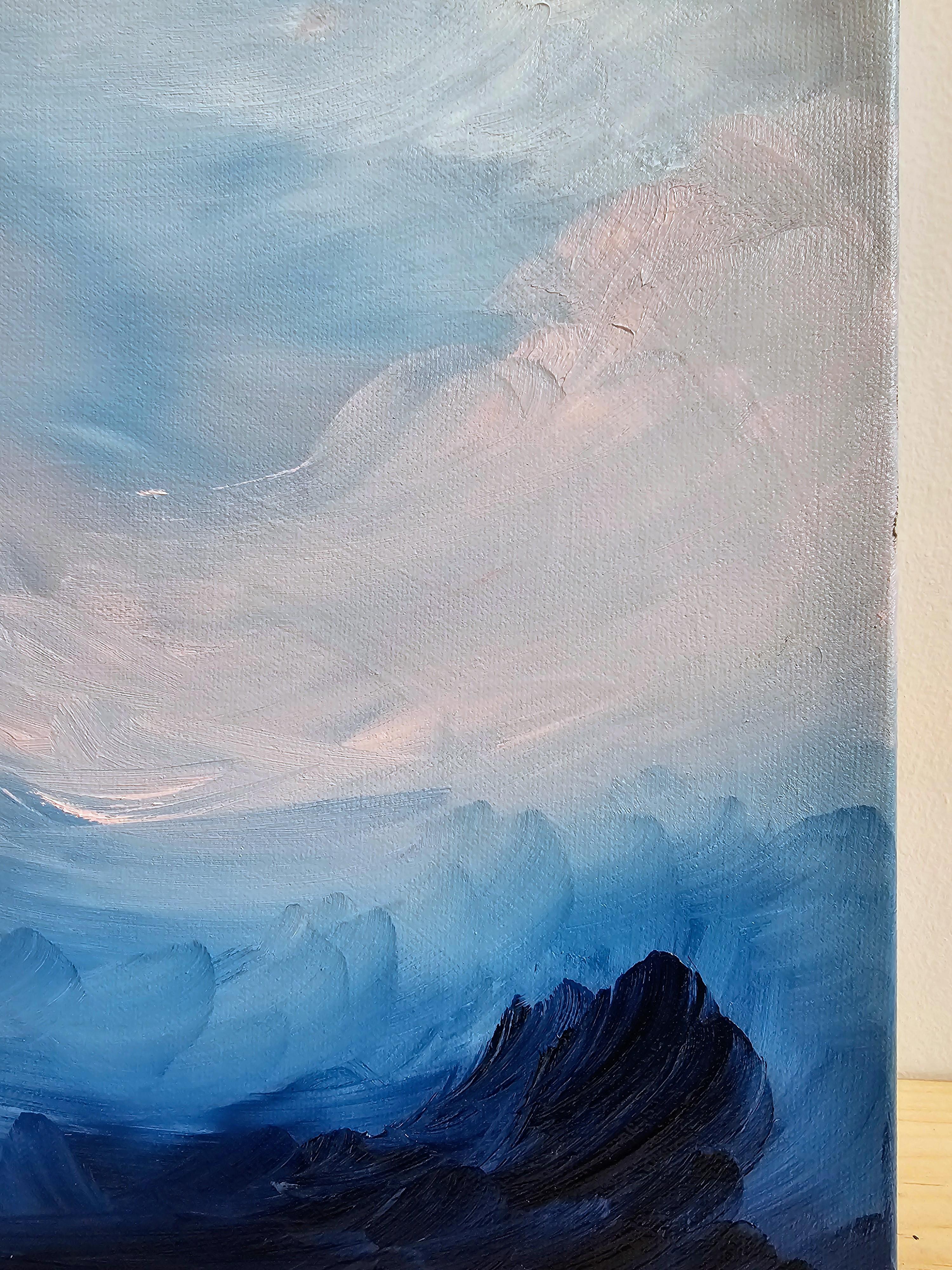 I Am The Ocean - Blue dramatic abstract expressionist seascape painting (Je suis l'océan - peinture expressionniste abstraite bleue) - Gris Abstract Painting par Jennifer L. Baker