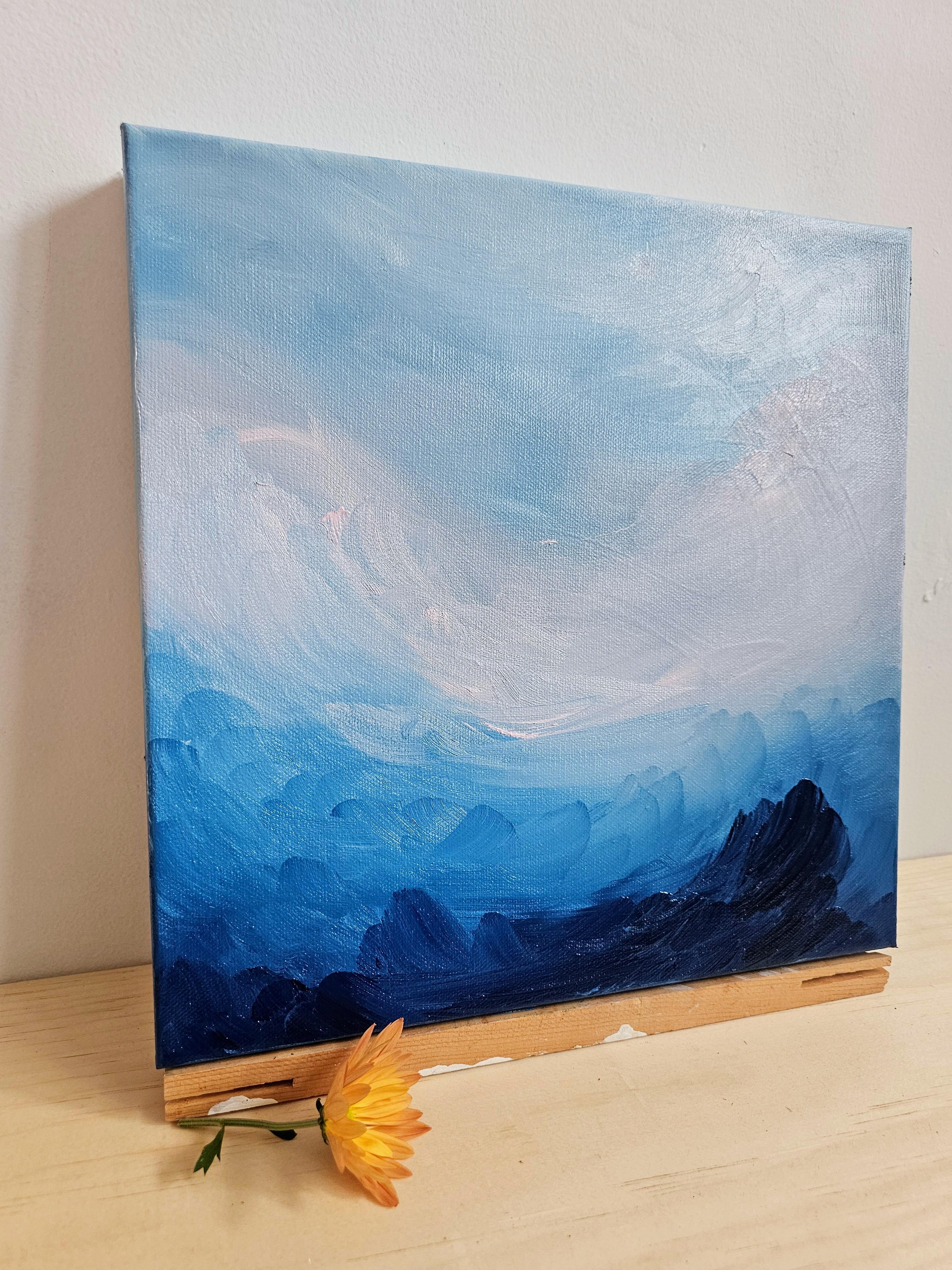 I Am The Ocean - Blue dramatic abstract expressionist seascape painting (Je suis l'océan - peinture expressionniste abstraite bleue) en vente 1