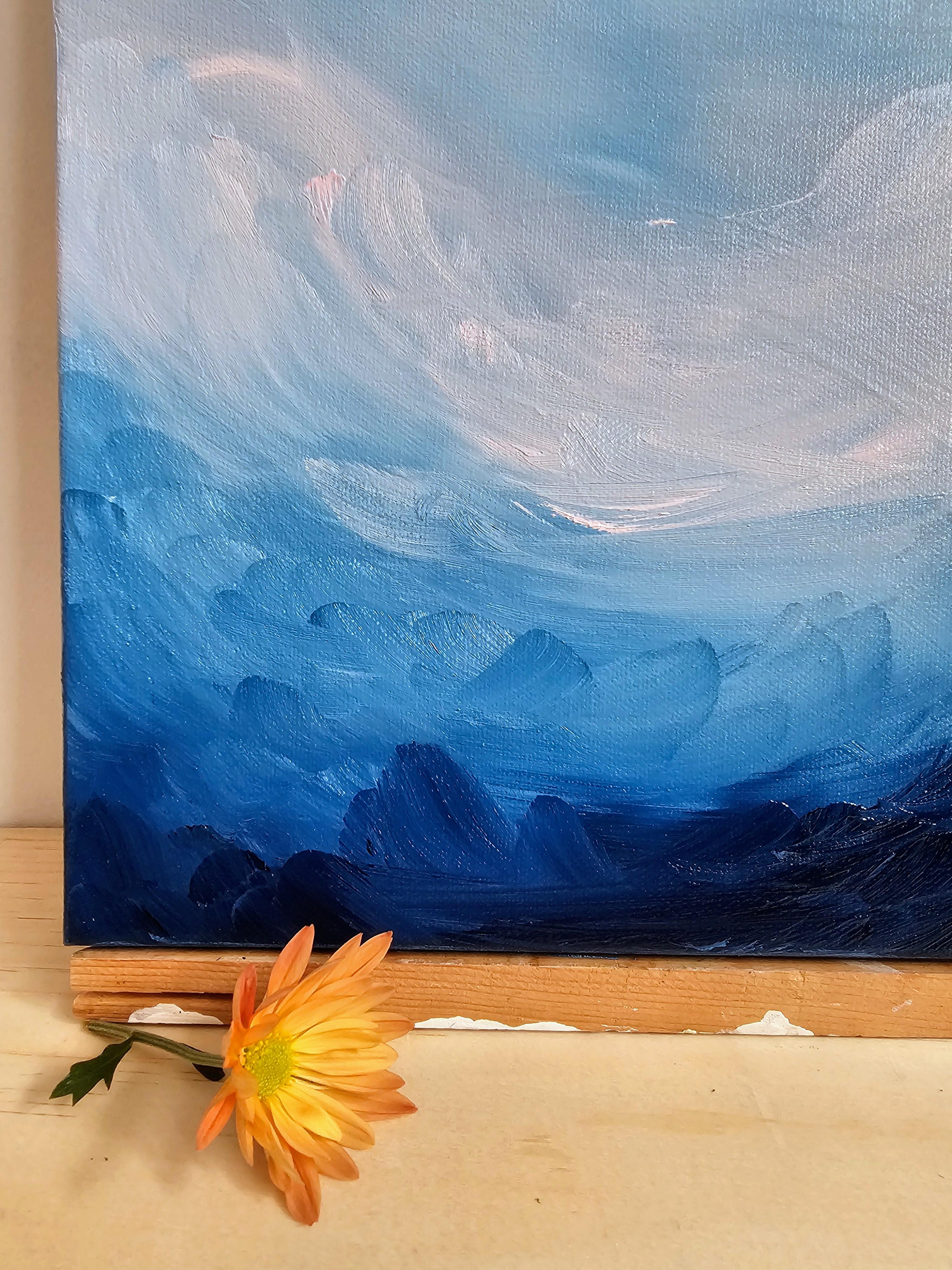 I Am The Ocean - Blue dramatic abstract expressionist seascape painting (Je suis l'océan - peinture expressionniste abstraite bleue) en vente 2