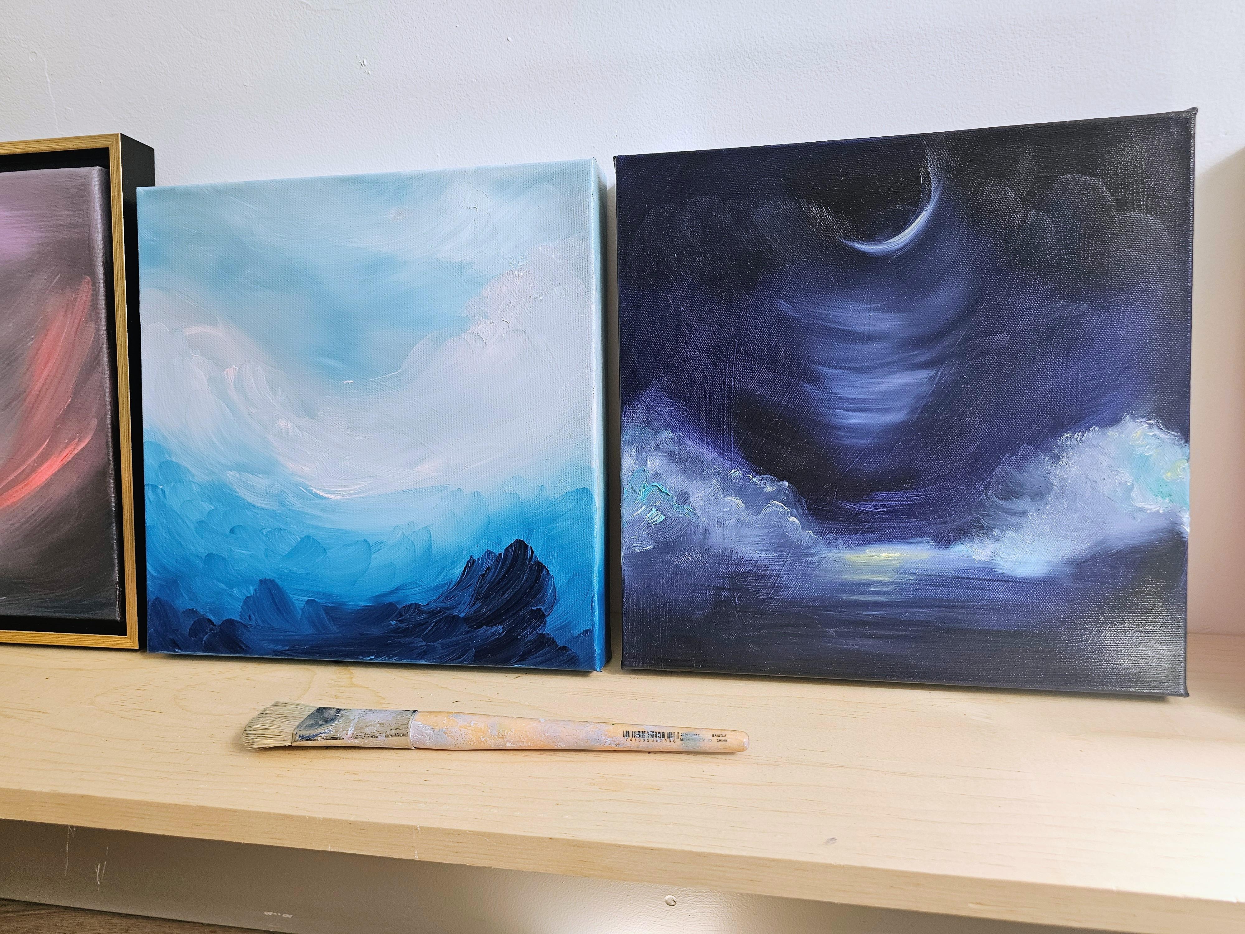 I Am The Ocean - Blue dramatic abstract expressionist seascape painting (Je suis l'océan - peinture expressionniste abstraite bleue) en vente 3