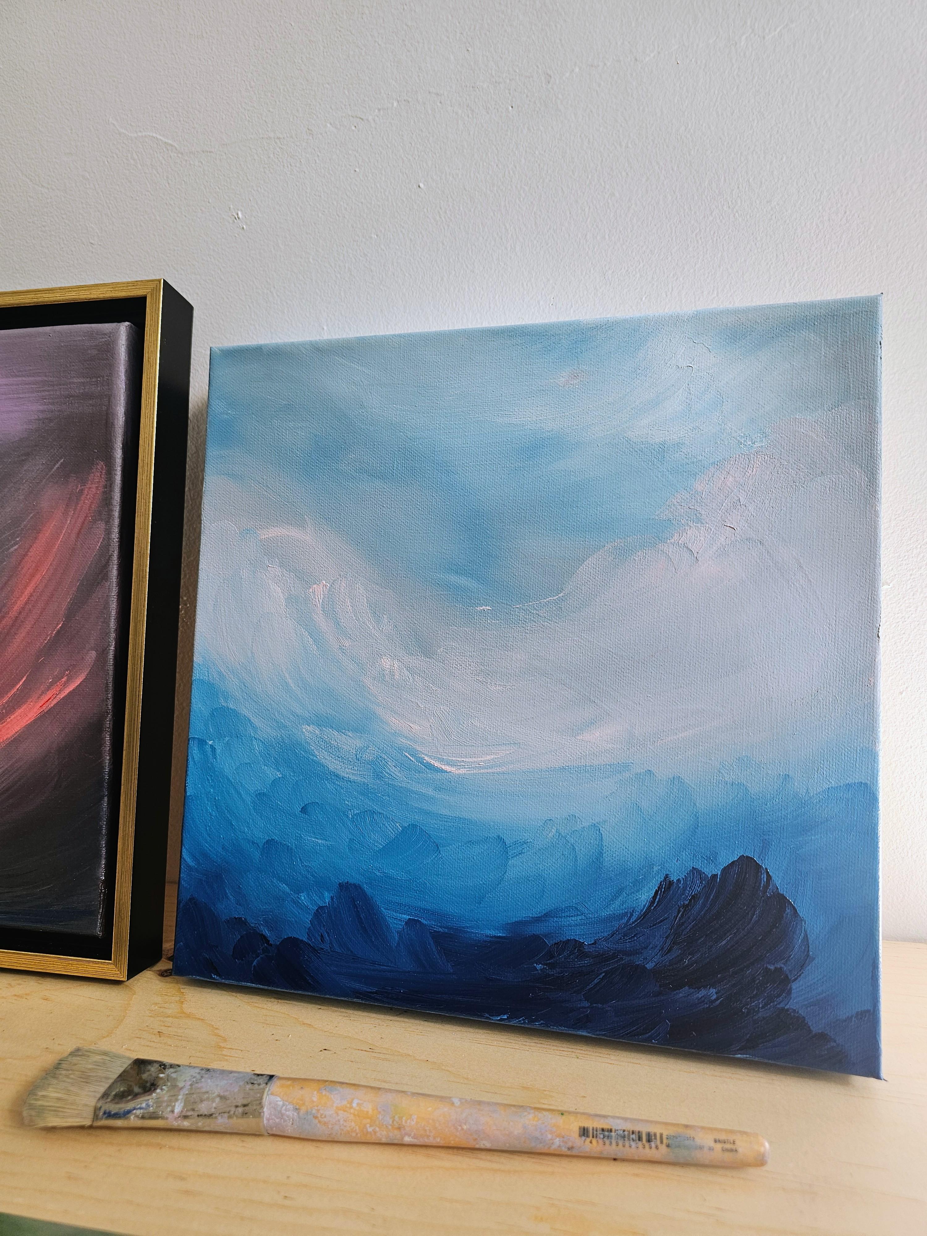 I Am The Ocean - Blue dramatic abstract expressionist seascape painting (Je suis l'océan - peinture expressionniste abstraite bleue) en vente 4