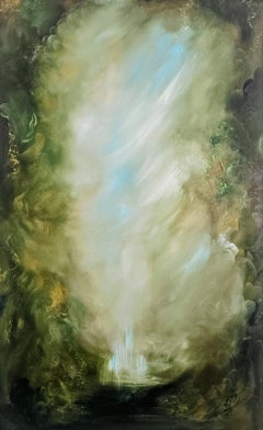 I Awoke Alone in Narnia - Dramatic green abstract landscape nature painting