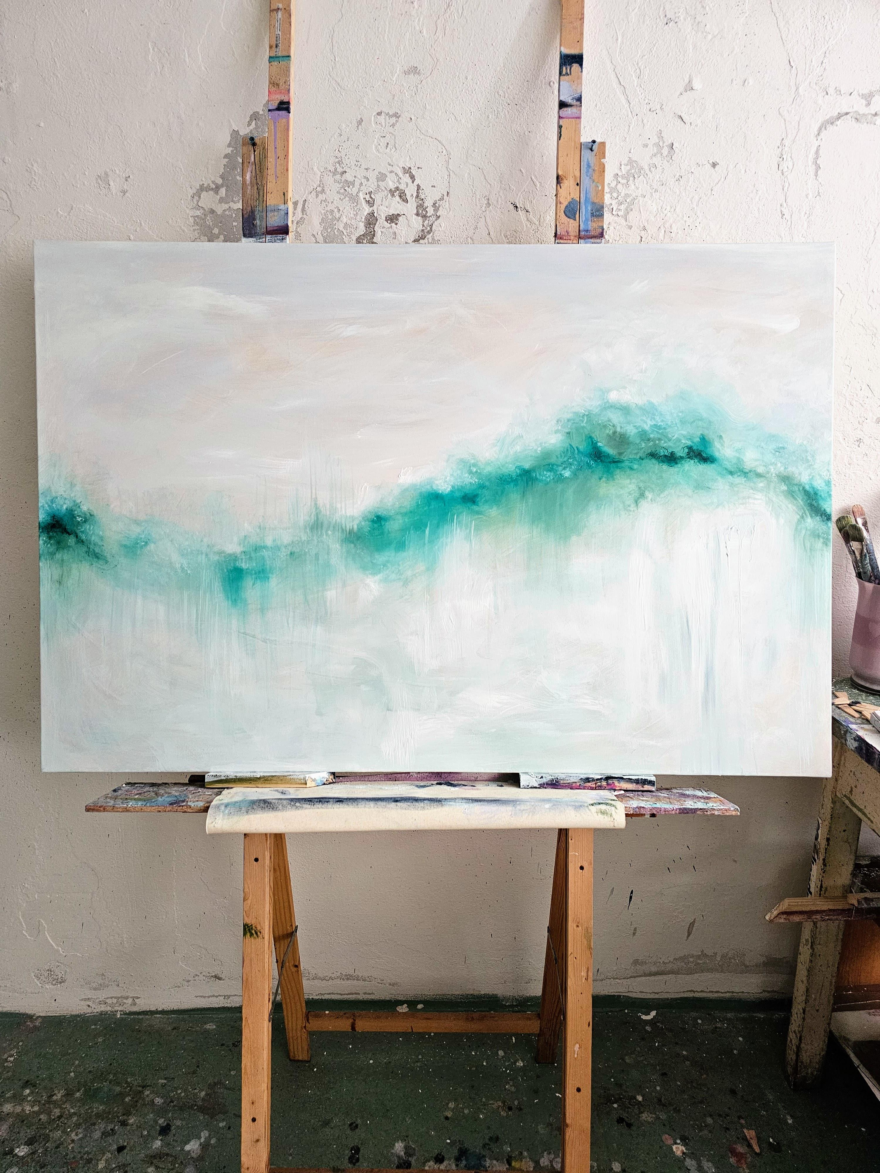 J'ai rêvé de la mer - Grande peinture abstraite de paysage marin - Painting de Jennifer L. Baker