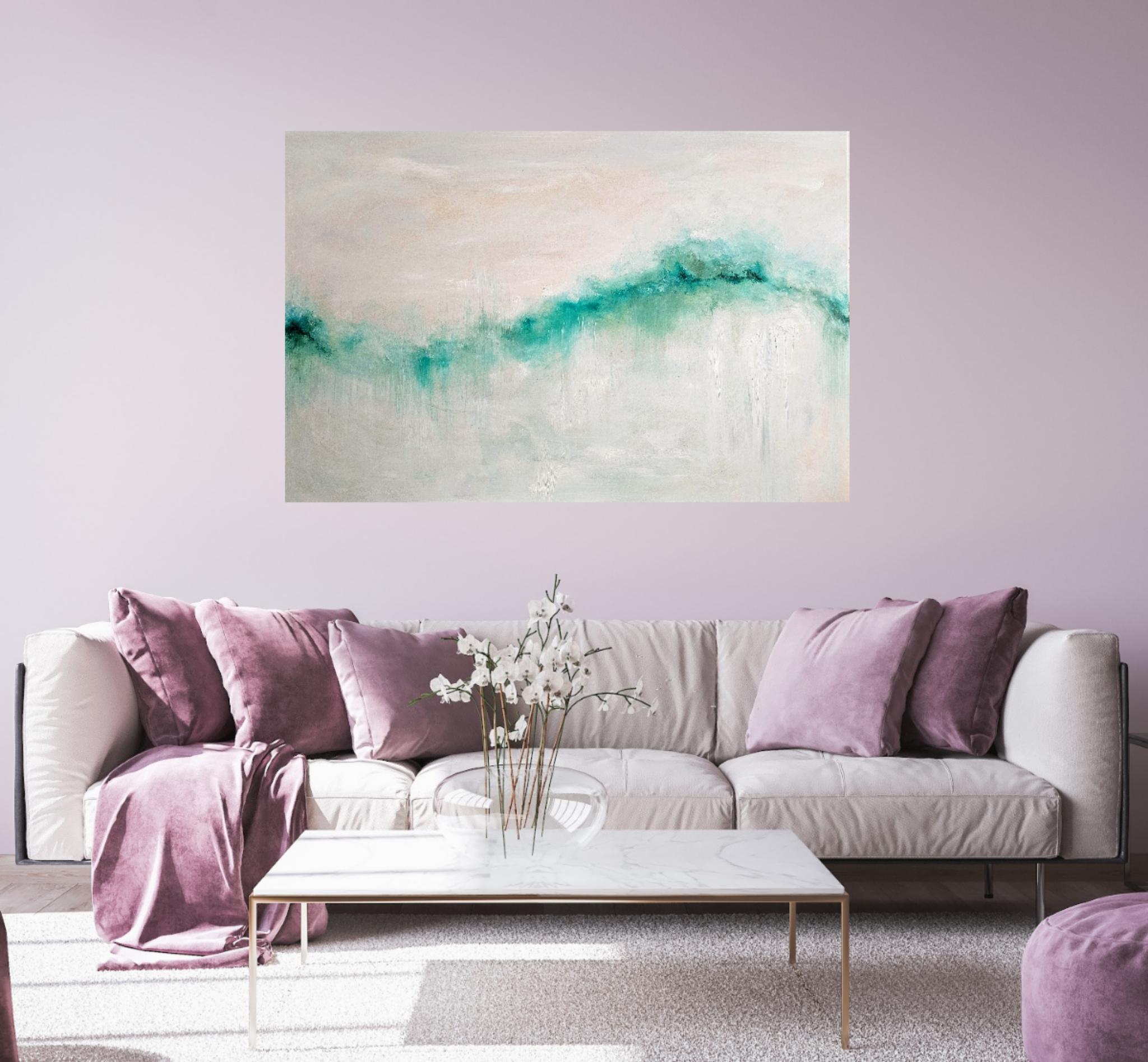 Ho sognato il mare - Quadro astratto di grandi dimensioni con paesaggio marino in vendita 9