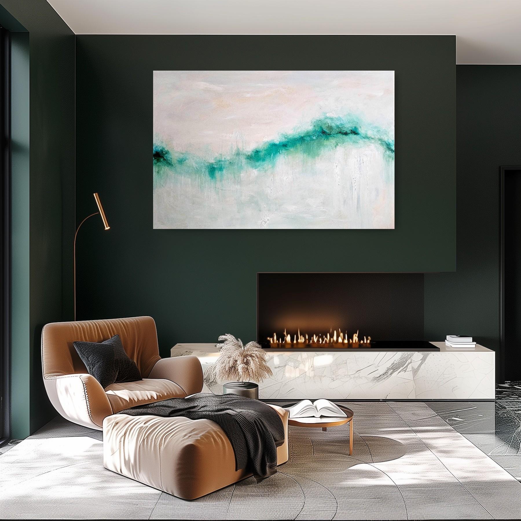 Ho sognato il mare - Quadro astratto di grandi dimensioni con paesaggio marino in vendita 2