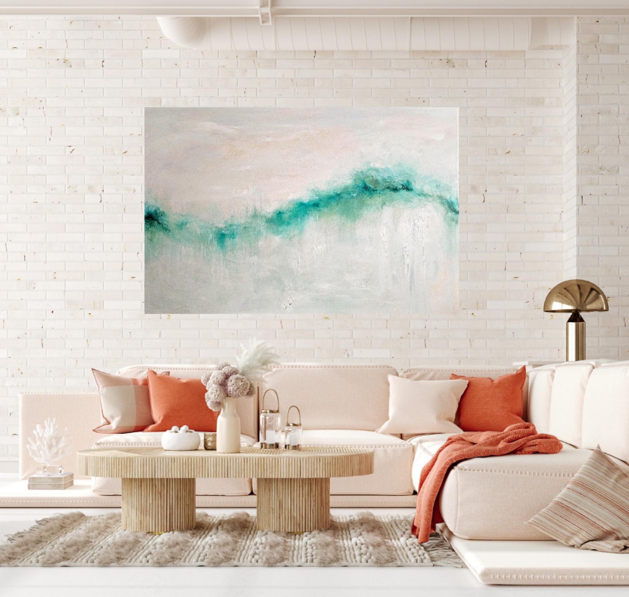 Ho sognato il mare - Quadro astratto di grandi dimensioni con paesaggio marino in vendita 5