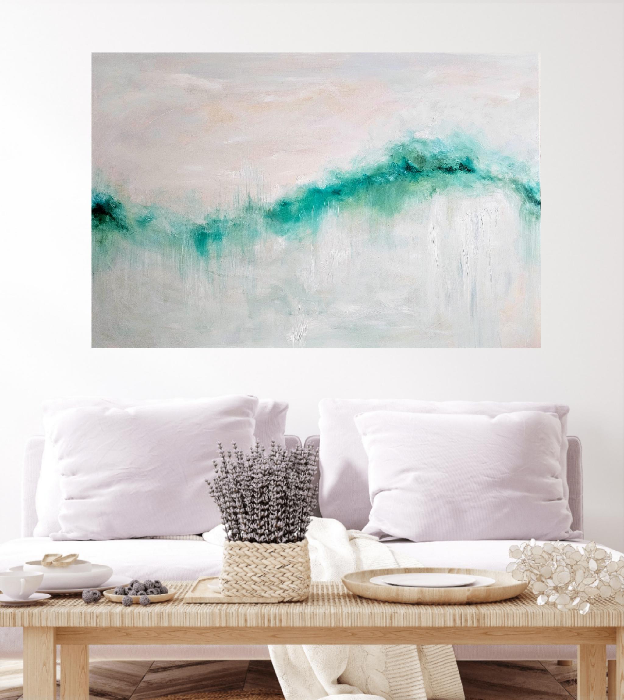 Ho sognato il mare - Quadro astratto di grandi dimensioni con paesaggio marino in vendita 7