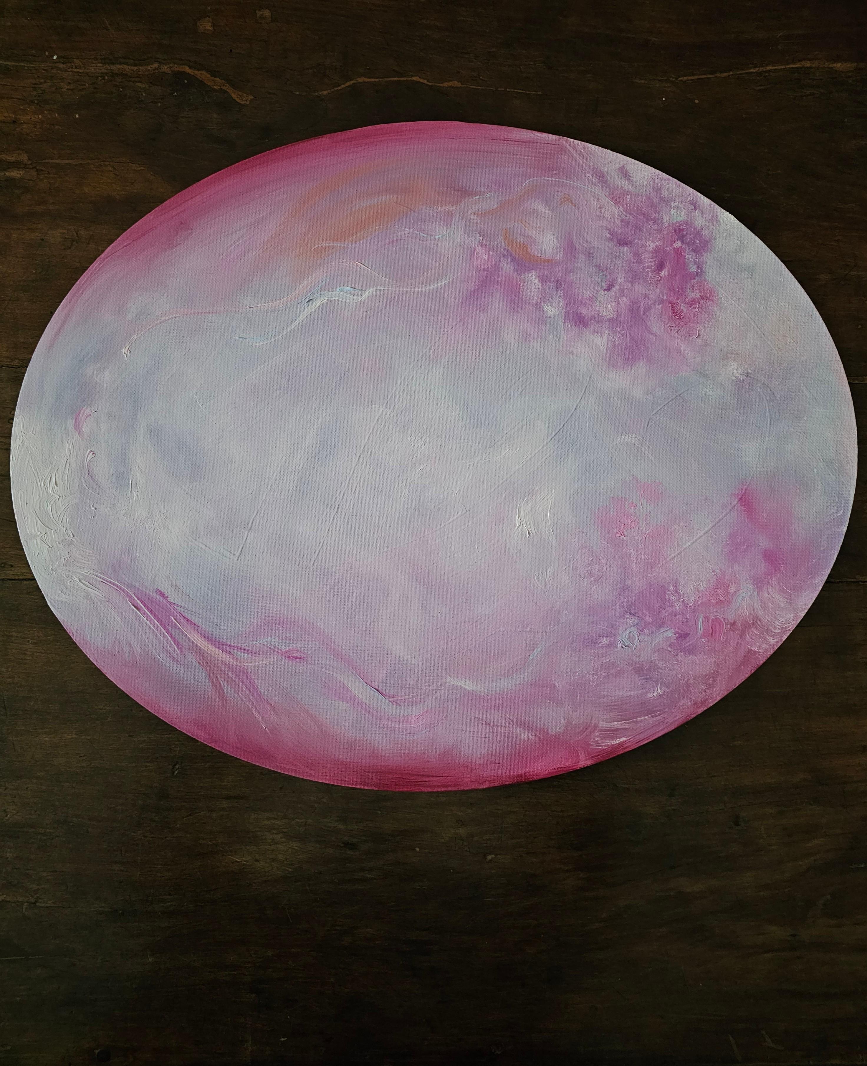Mi sono innamorato - Quadro astratto ovale rosa 1