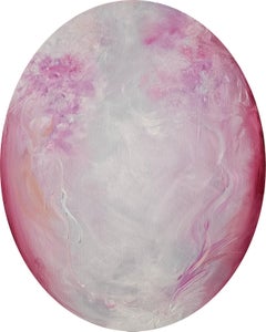 Je suis tombée amoureuse - peinture abstraite ovale rose