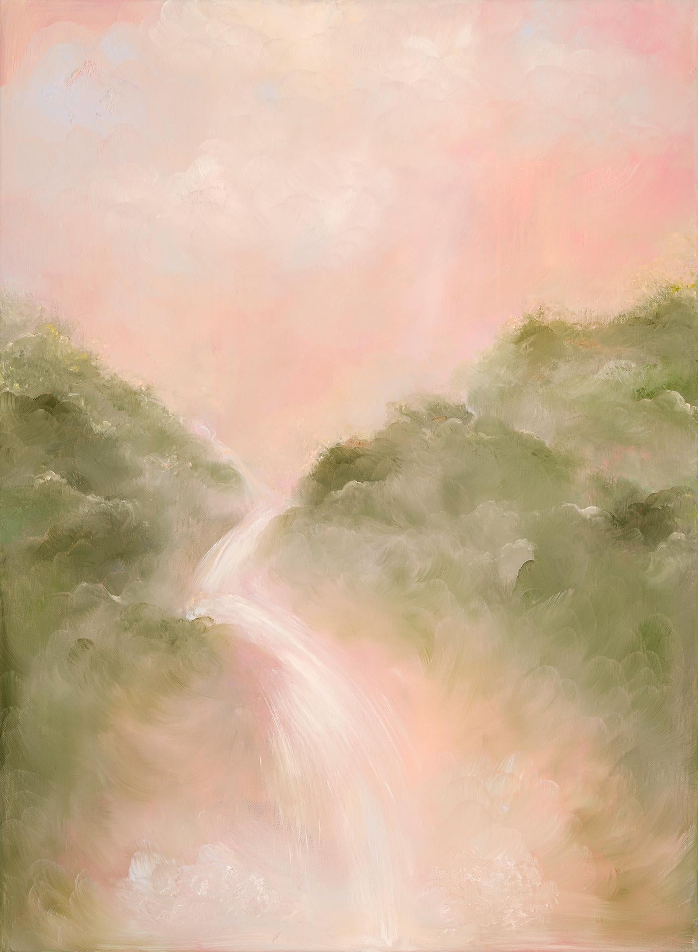 I remember the sweetness of life - Dreamy soft atmospheric waterfall painting