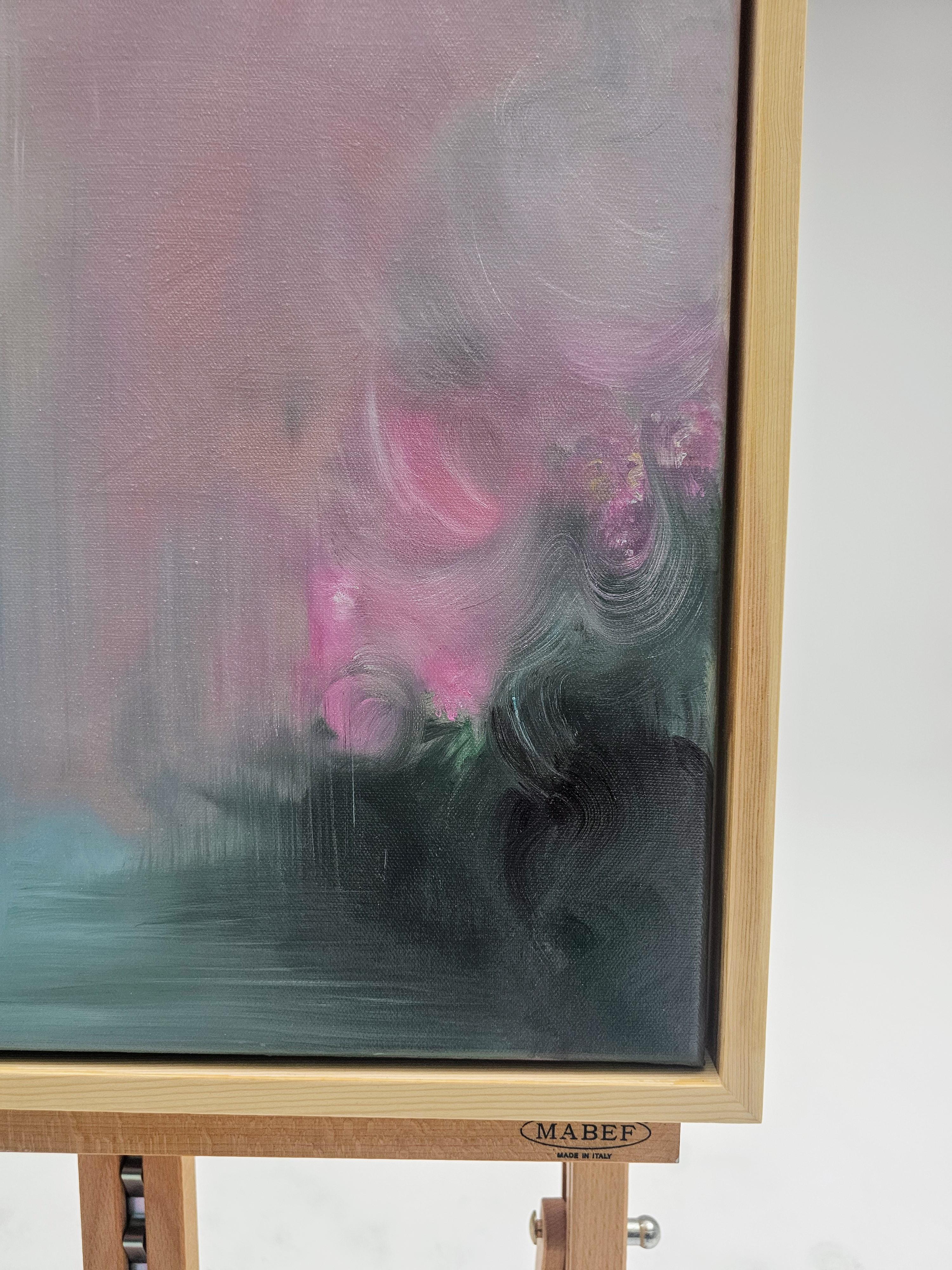 Stavo cercando rose - Paesaggio floreale astratto rosa e verde da sogno in vendita 14