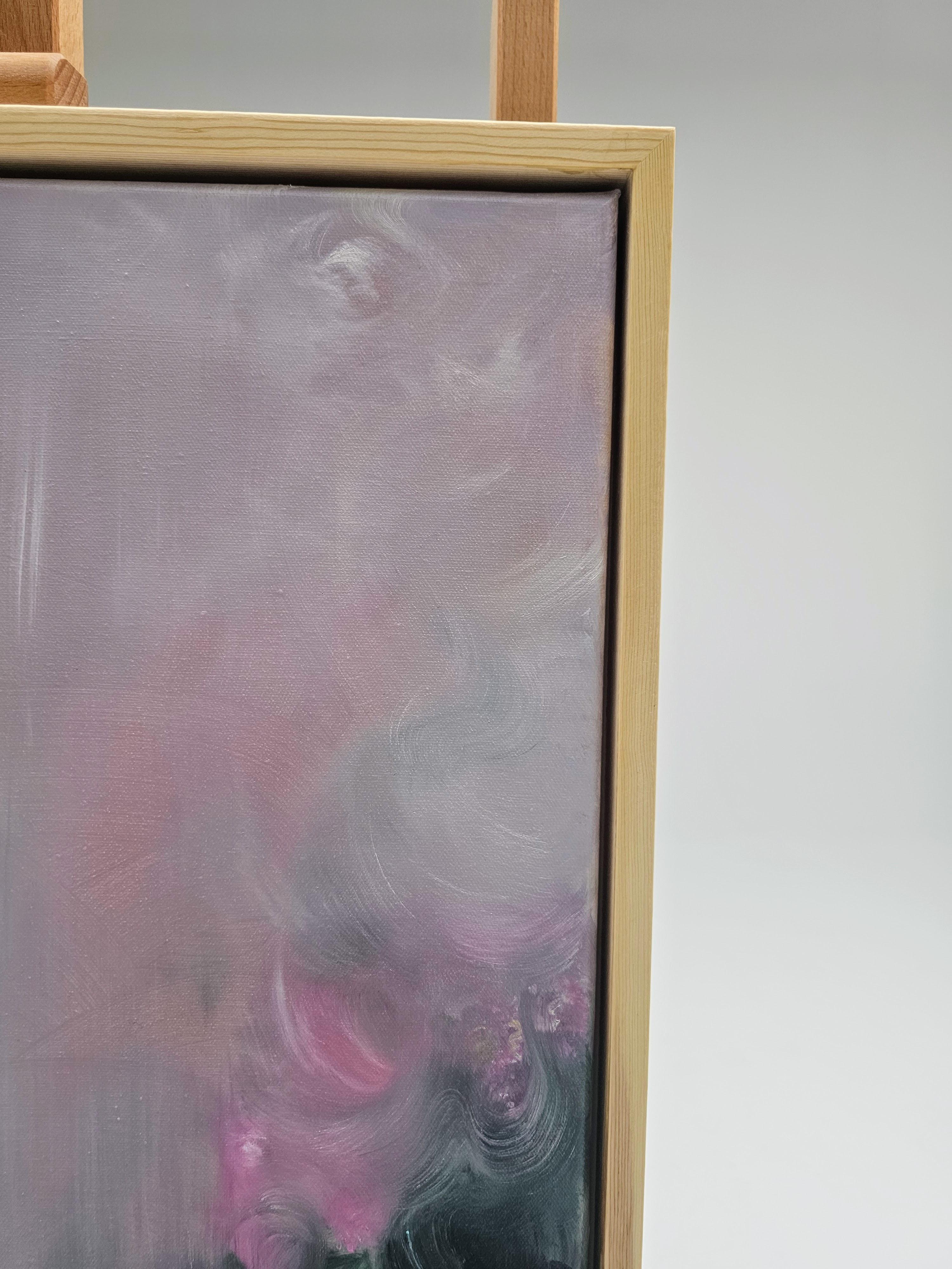 Stavo cercando rose - Paesaggio floreale astratto rosa e verde da sogno in vendita 15
