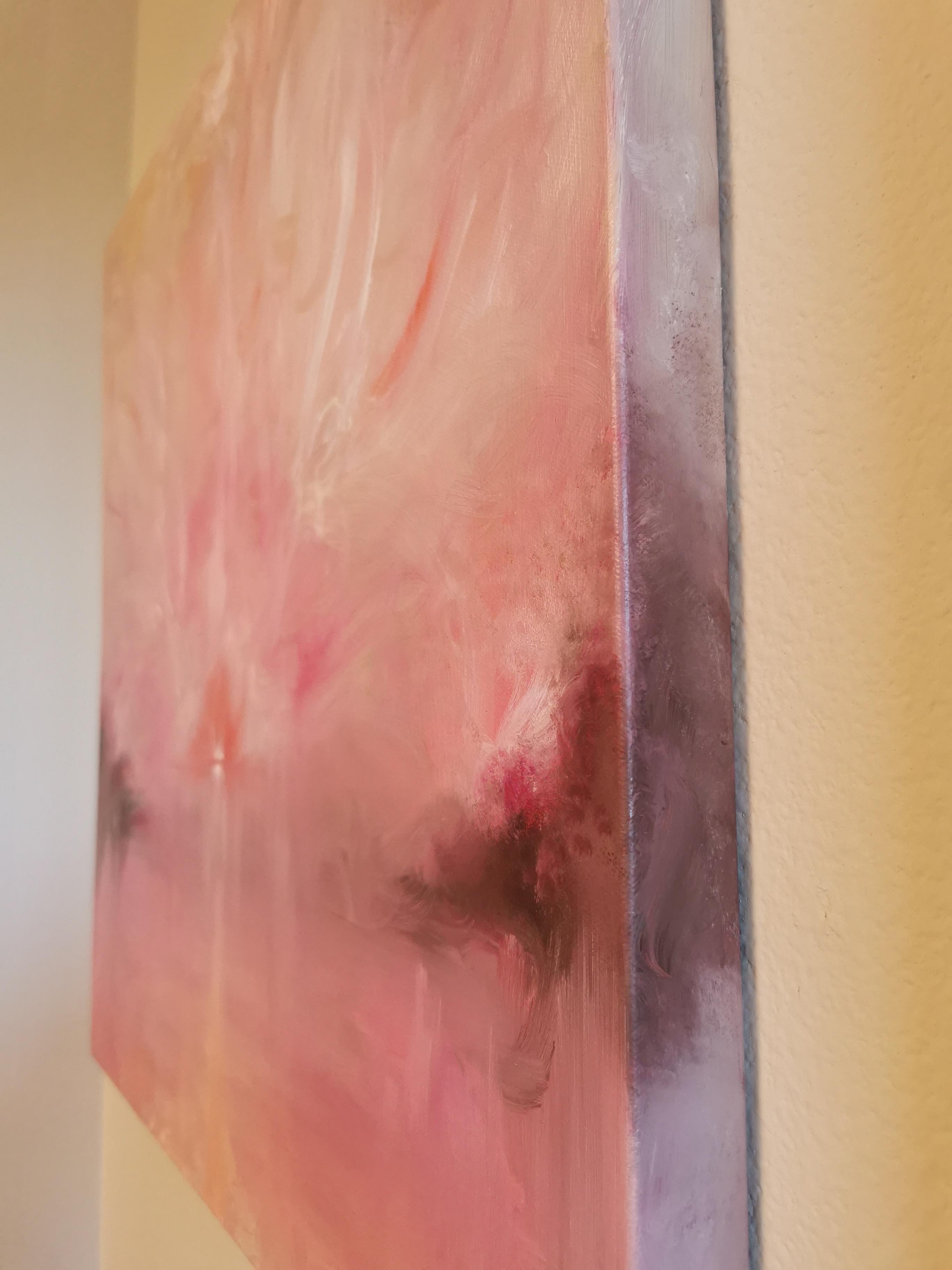 Il Miracolo - Peinture abstraite de paysage de coucher de soleil de couleur pêche rose en vente 6