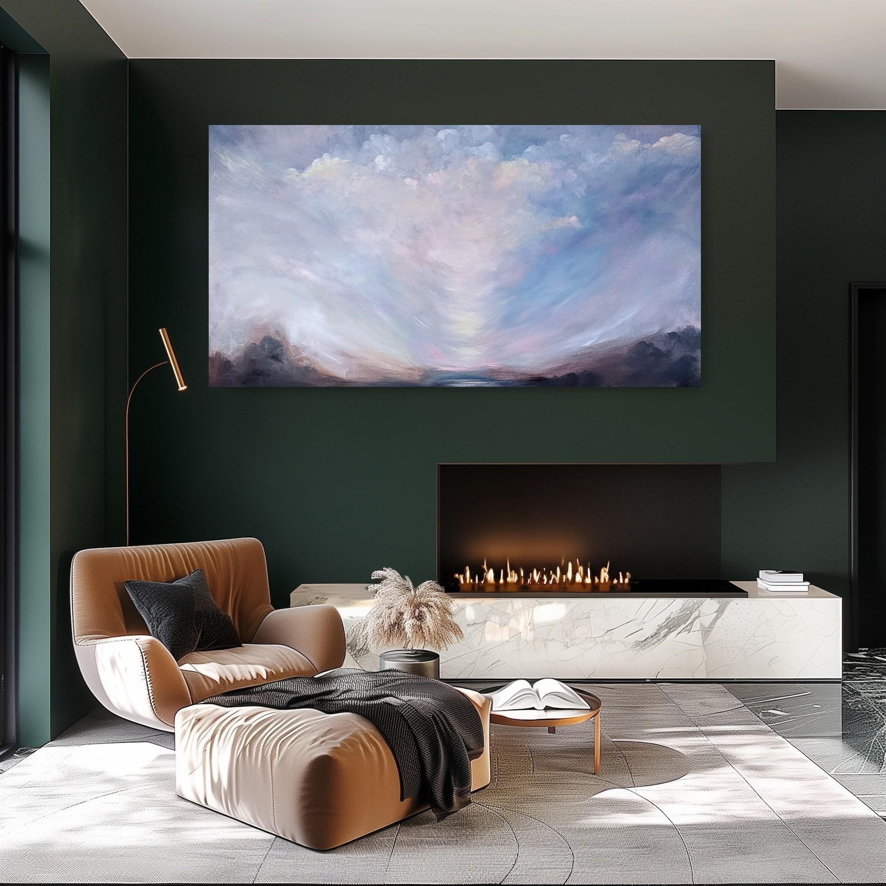 Improbable, beau et qui n'a peur de rien - Ciel / paysage dramatique abstrait en vente 6