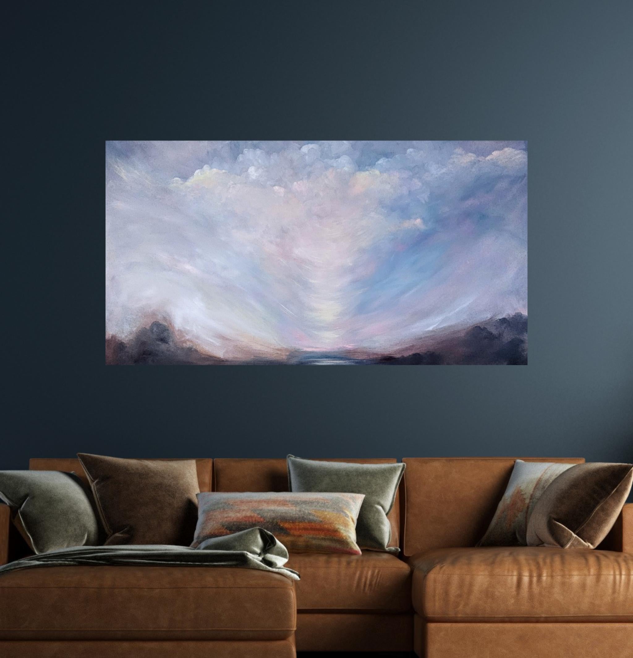Improbable, beau et qui n'a peur de rien - Ciel / paysage dramatique abstrait - Painting de Jennifer L. Baker