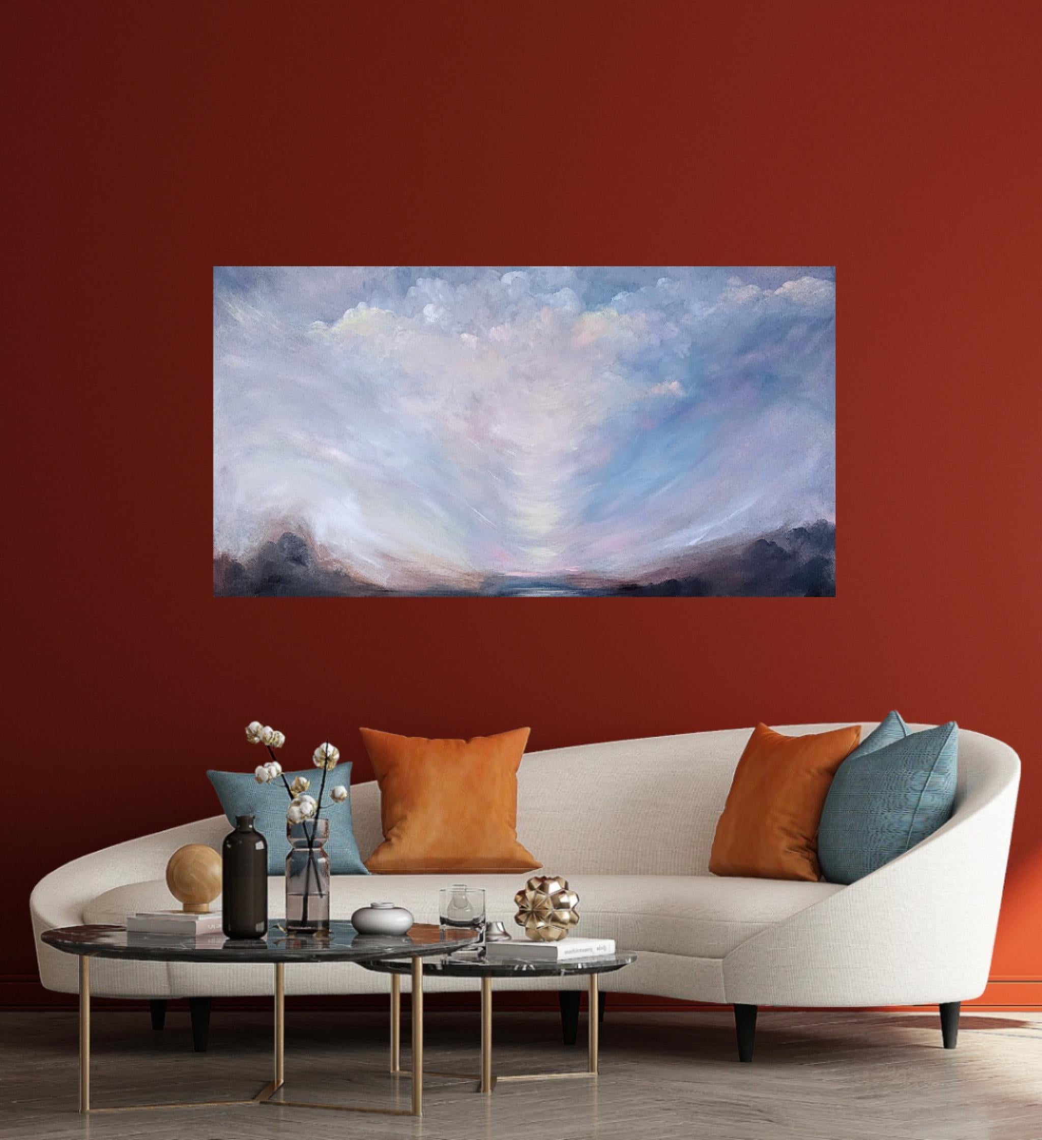 Improbable, beau et qui n'a peur de rien - Ciel / paysage dramatique abstrait - Contemporain Painting par Jennifer L. Baker