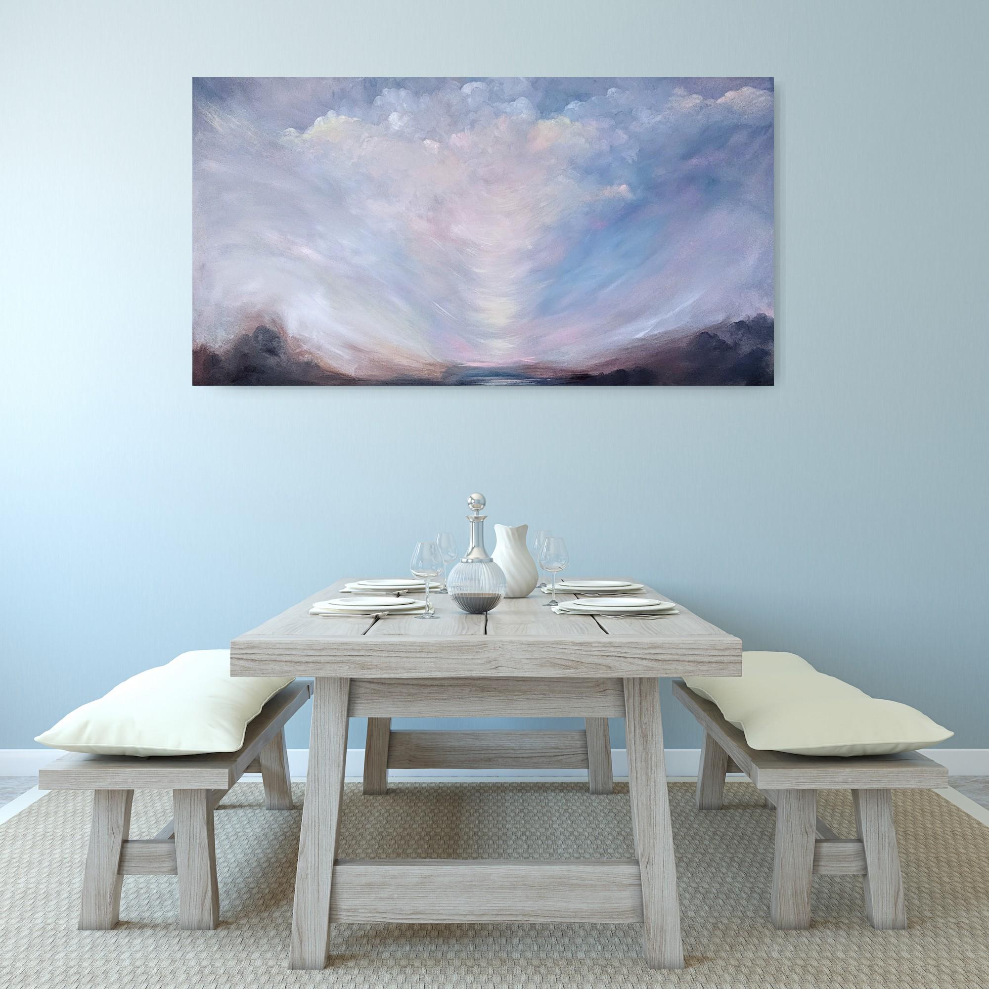 Un paysage abstrait dramatique et spacieux et une peinture de ciel. 

