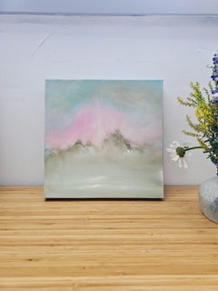 Indian Summer - Dreamy warm small abstract sunset landscape painting