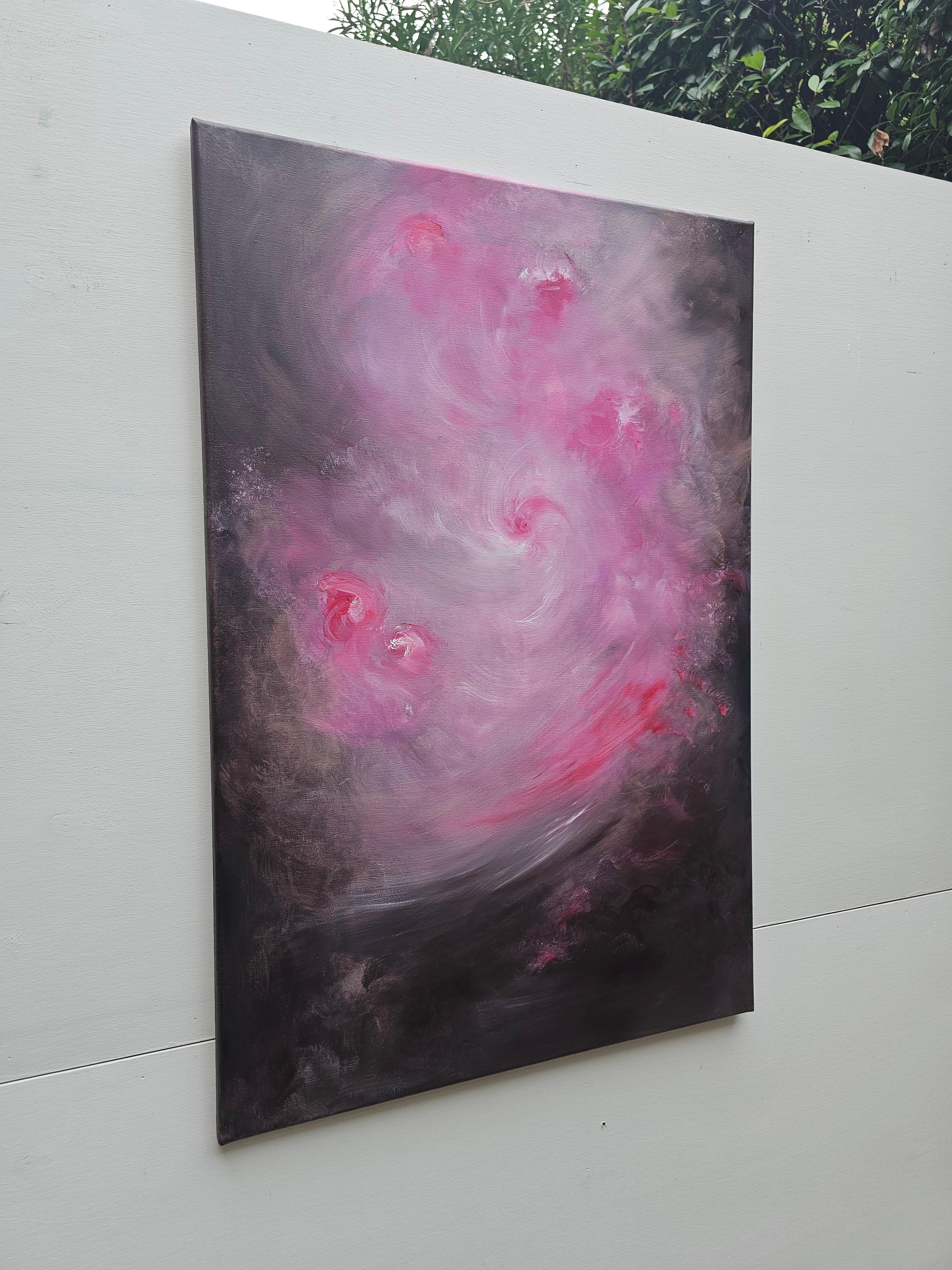 Storia intima di una rosa - Quadro astratto di rose floreali rosa e marrone caldo in vendita 10
