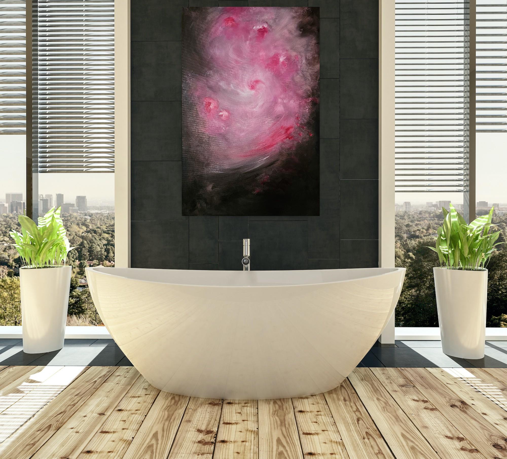 Storia intima di una rosa - Quadro astratto di rose floreali rosa e marrone caldo in vendita 6