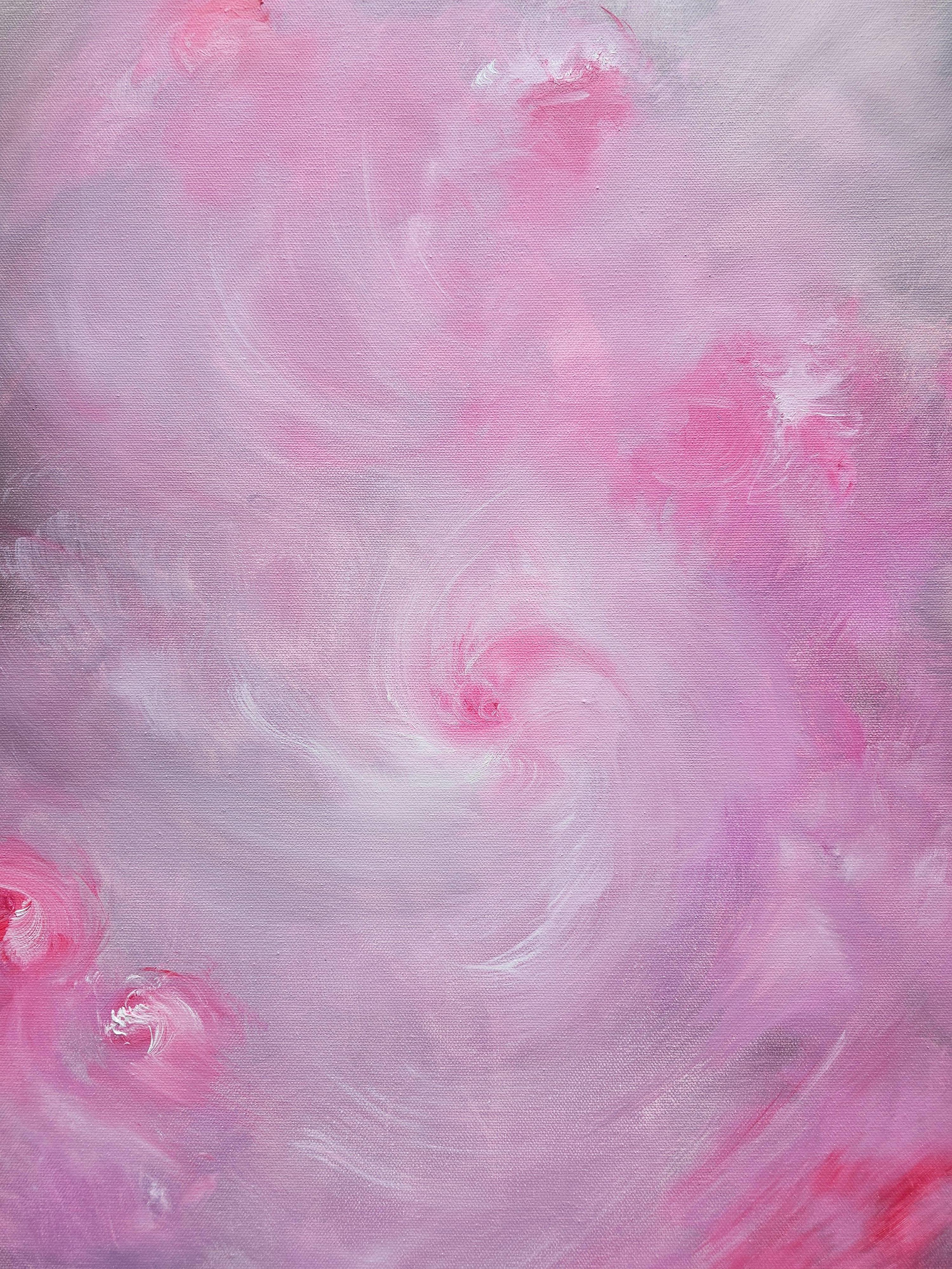 Storia intima di una rosa - Quadro astratto di rose floreali rosa e marrone caldo in vendita 13