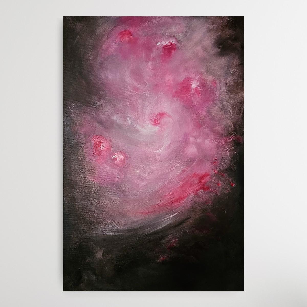 Storia intima di una rosa - Quadro astratto di rose floreali rosa e marrone caldo - Abstract Painting Nero di Jennifer L. Baker